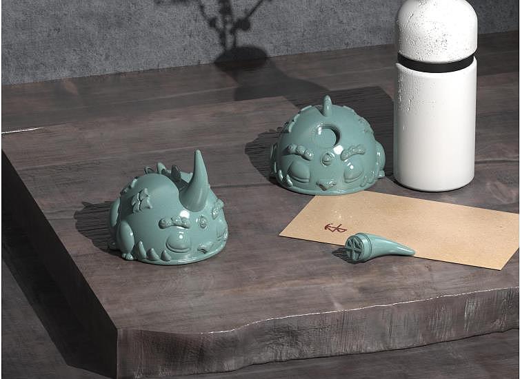 Periodontal pottery monster incense tower，