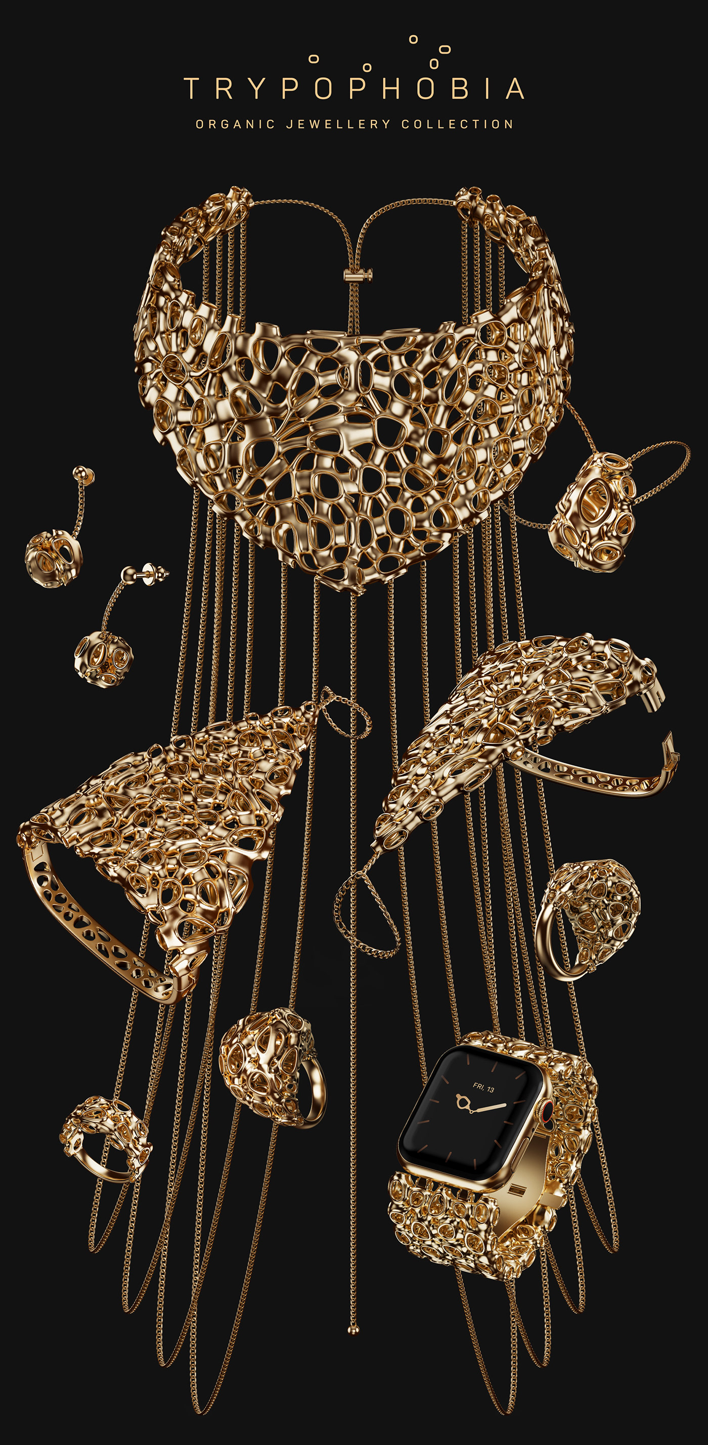 3d，gold，Jewelry design，luxury，