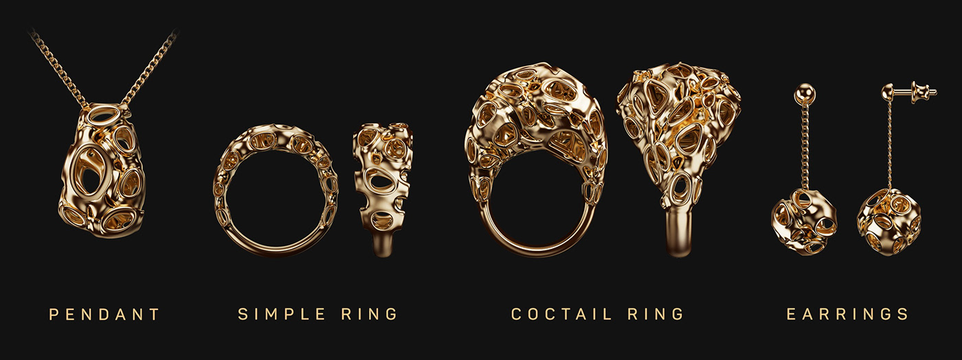 3d，gold，Jewelry design，luxury，