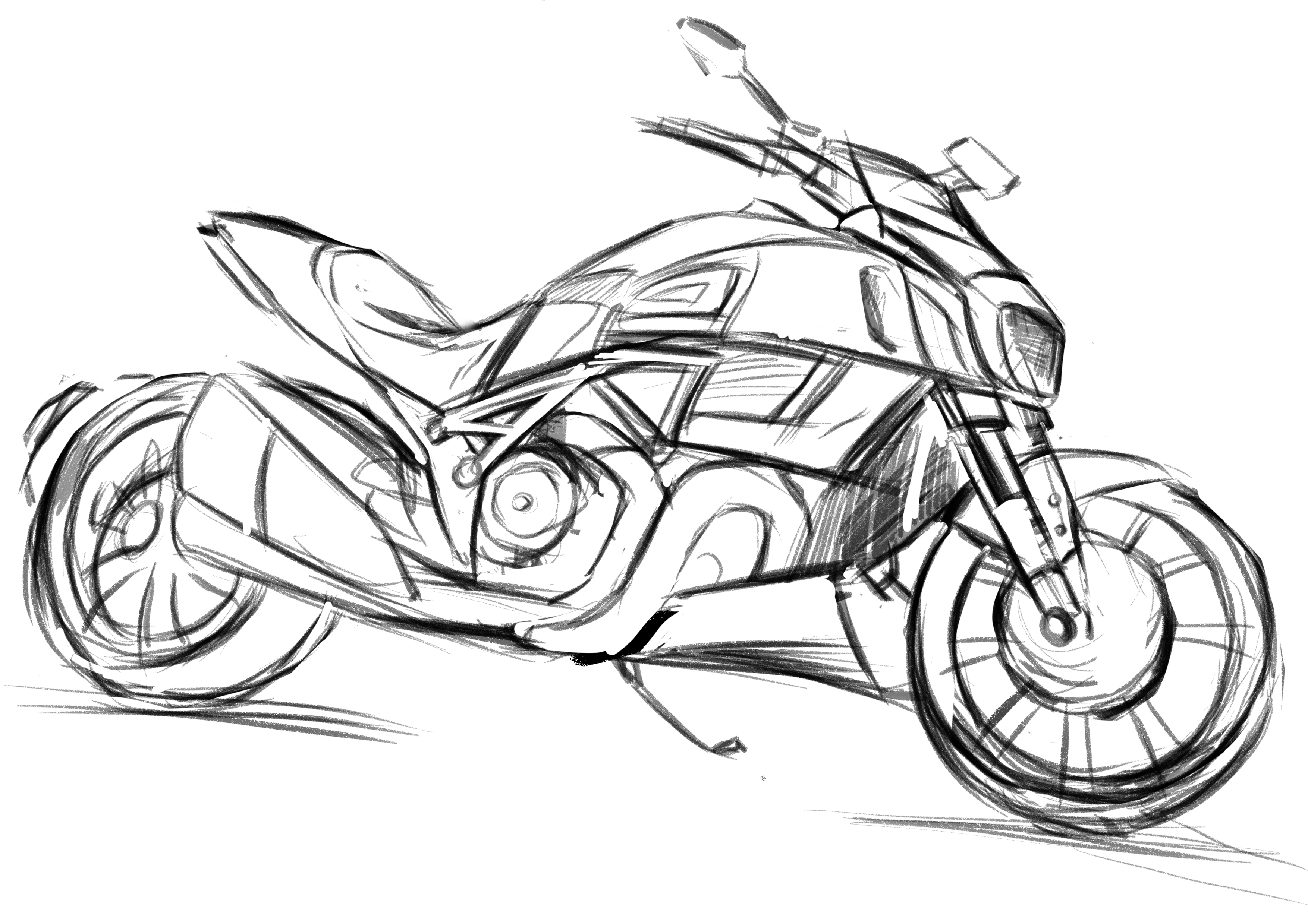 Hand drawn motorcycle，
