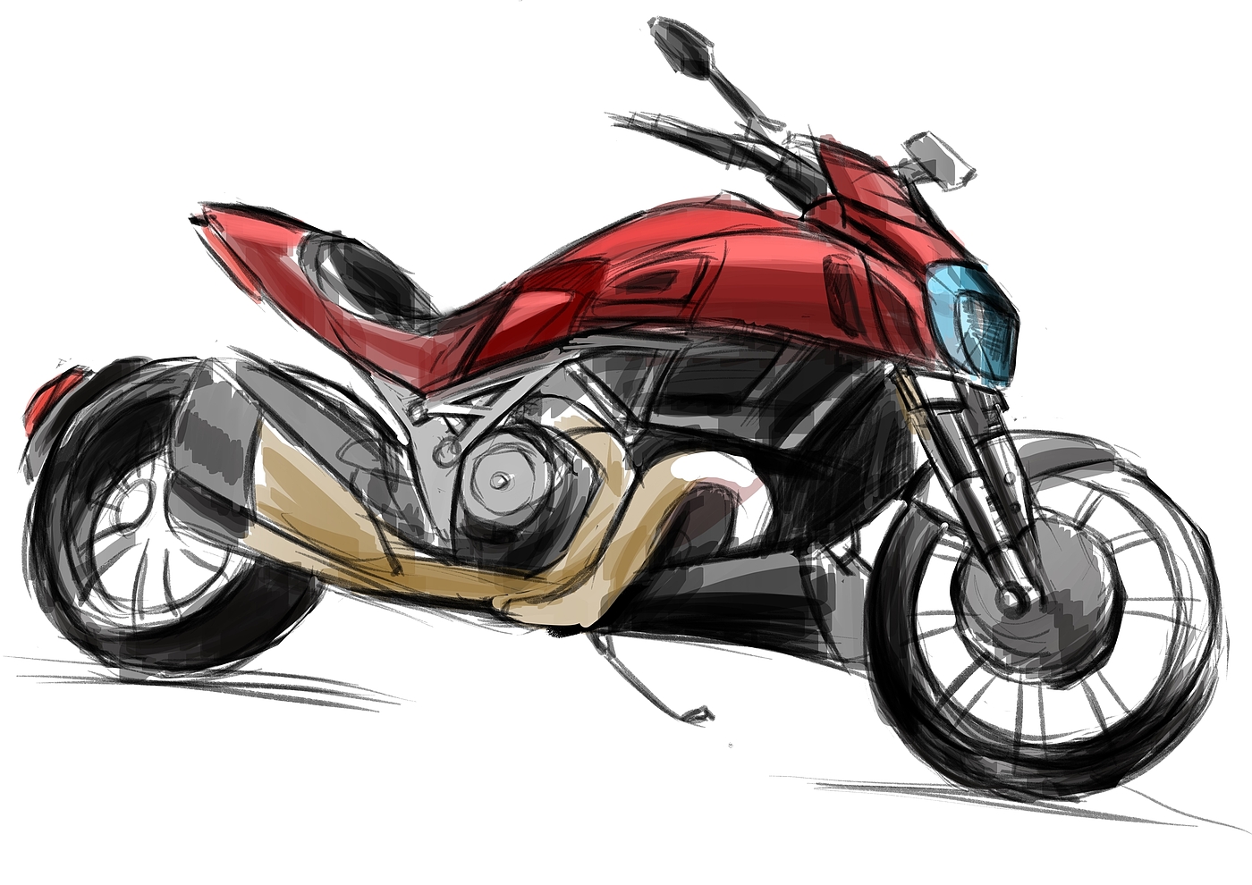 Hand drawn motorcycle，