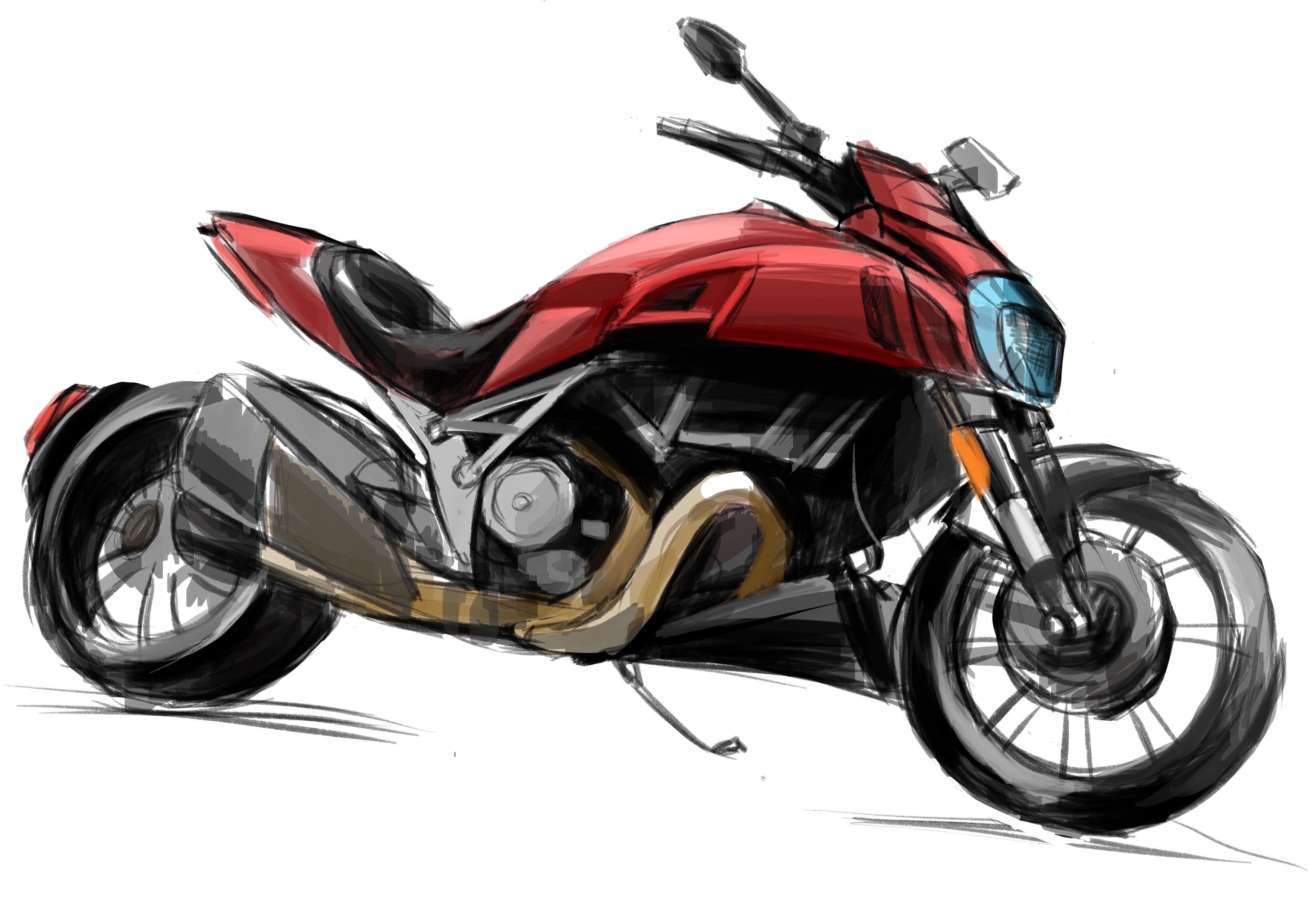 Hand drawn motorcycle，