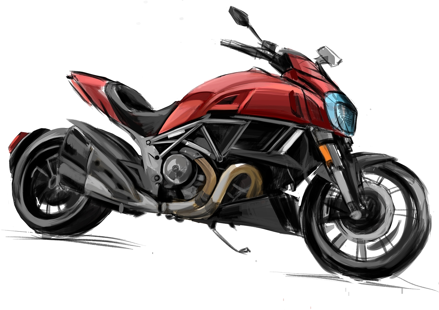 Hand drawn motorcycle，
