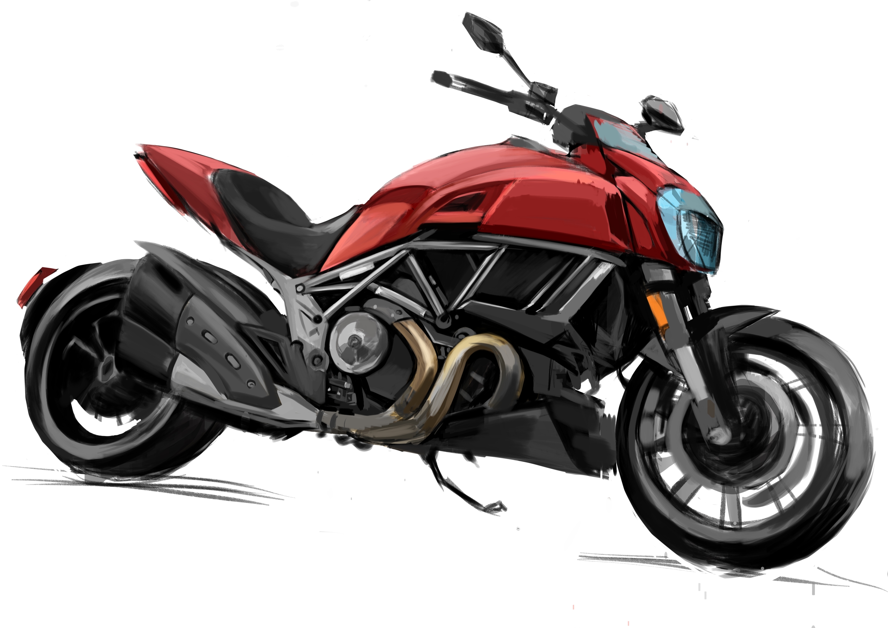 Hand drawn motorcycle，