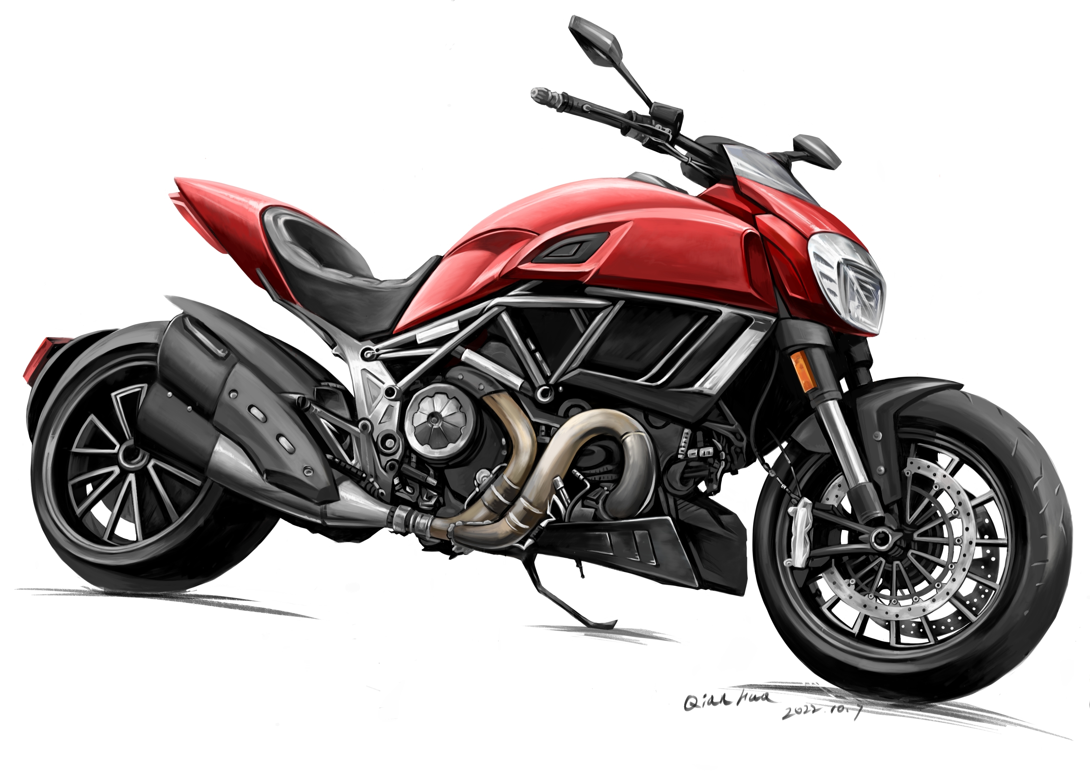 Hand drawn motorcycle，