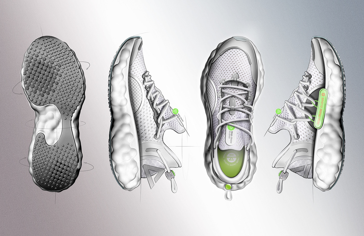 kui cai，Tai chi cloud R-1，Sneaker design，product design，PEAK brand，Taichi technology，