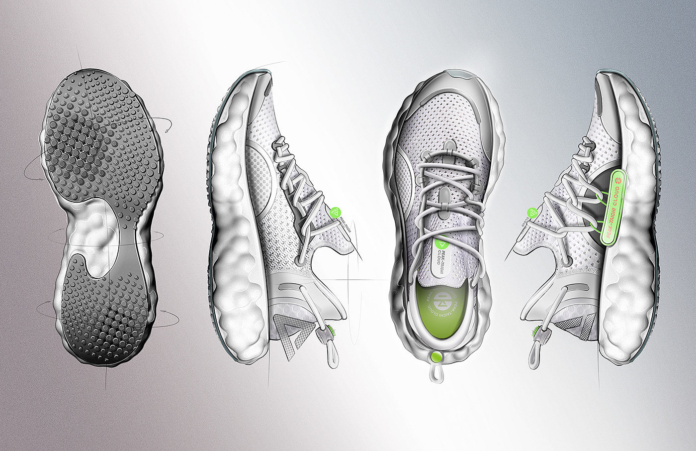 kui cai，Tai chi cloud R-1，Sneaker design，product design，PEAK brand，Taichi technology，