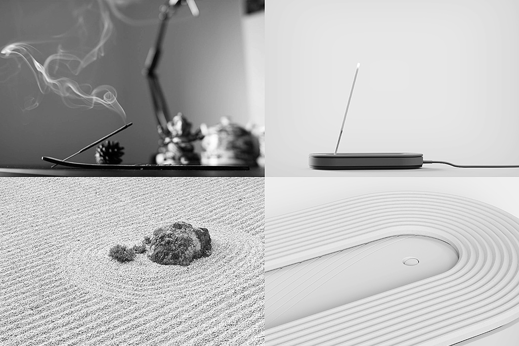 Japanese style，wireless charger ，HYUU，Japanese Zen，product design，Juwon Kim，