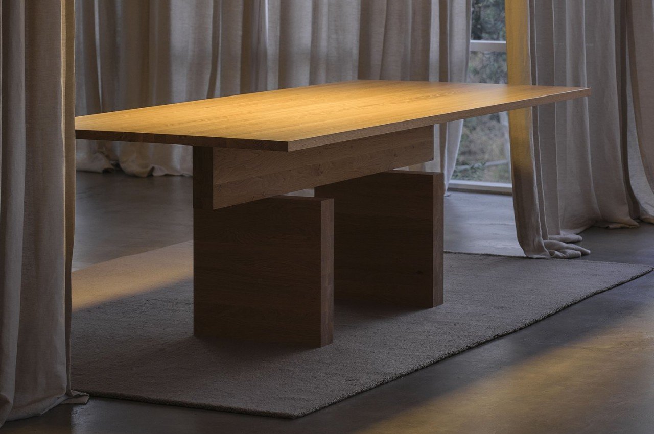 Flat dining table，product design，Easy to assemble，Improve storage，Jamie McLellan，