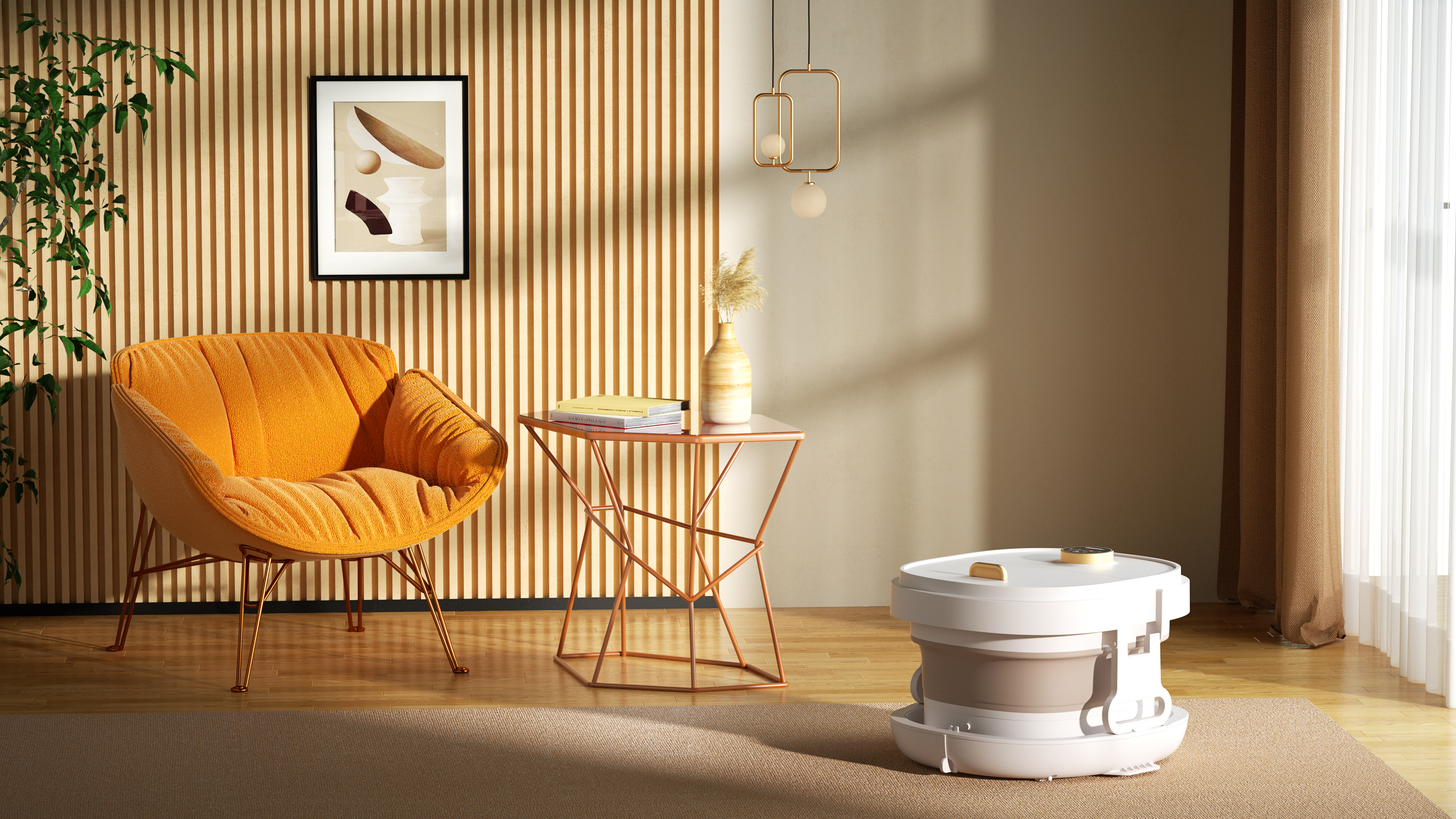 Foot bath tub design, product rendering, folding basin,，