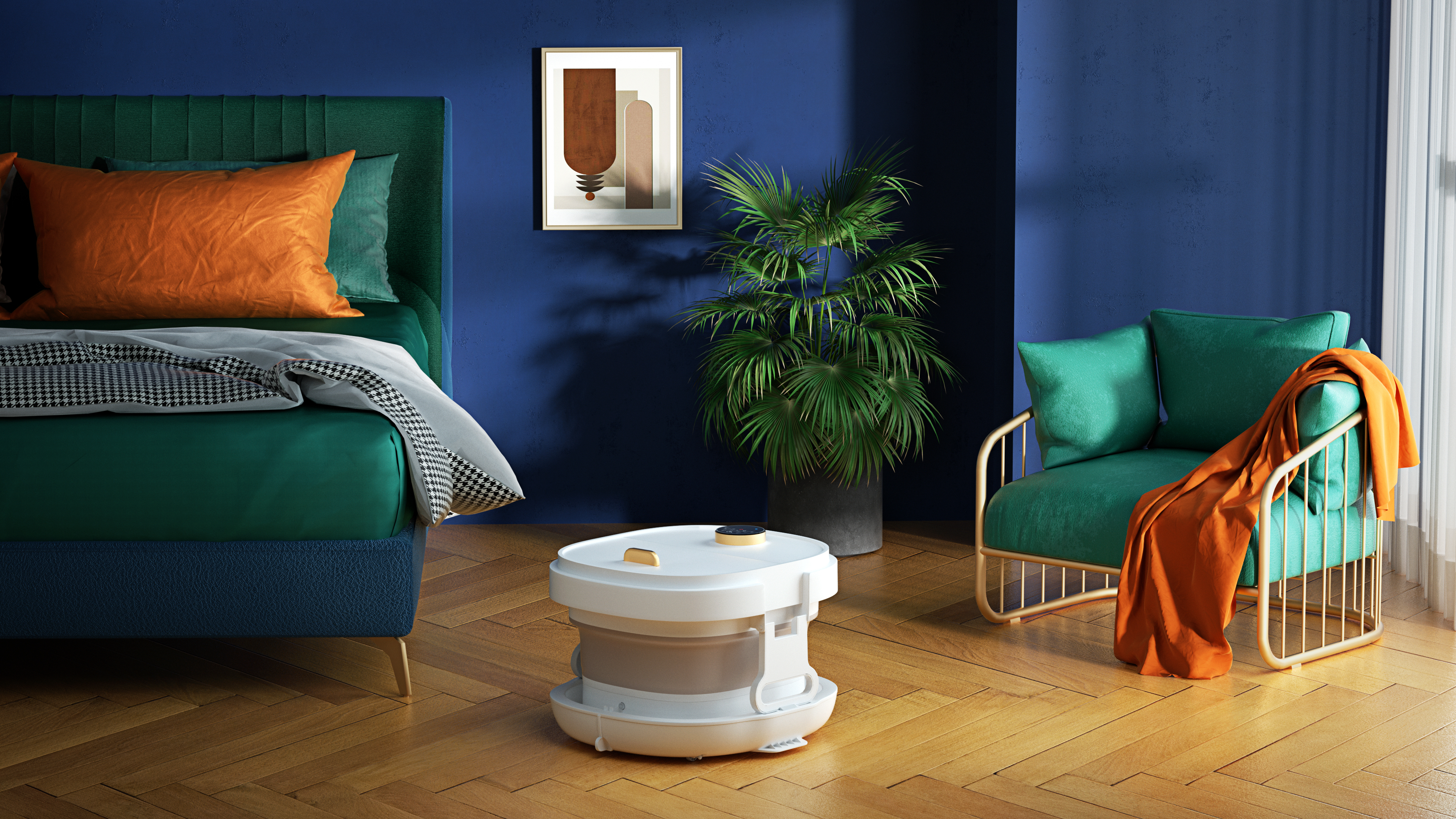 Foot bath tub design, product rendering, folding basin,，