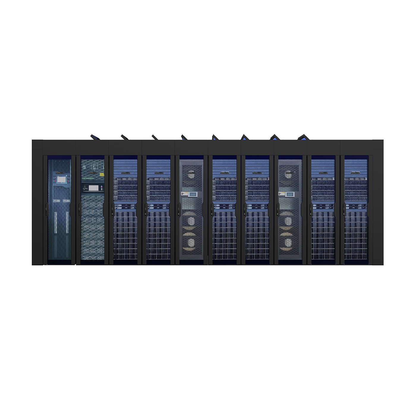 Data center，Data center，Micromodule，Micromodule，Information technology，Information technology，Computer room，passageway，Computer room，passageway，Computer processor，Computer processor，Server system，Server system，Large workstation，Large workstation，