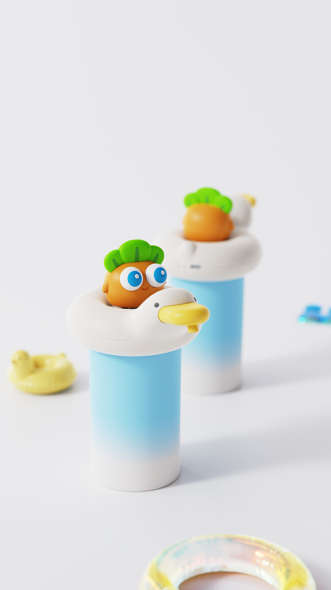 Defend radish，Drink water duck，Water pump，Barreled water，duck，Cartoon，Original design，IP，