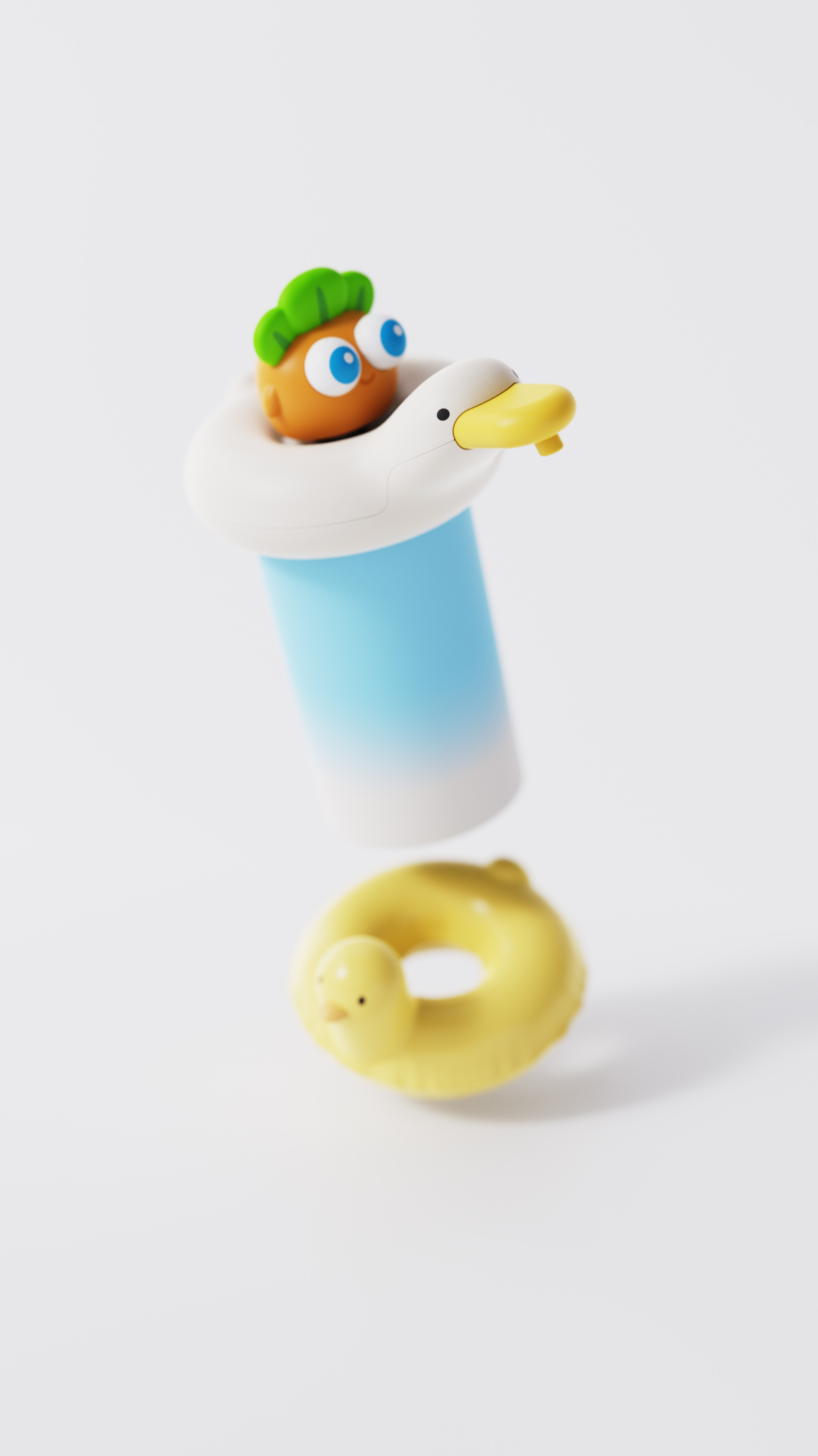 Defend radish，Drink water duck，Water pump，Barreled water，duck，Cartoon，Original design，IP，