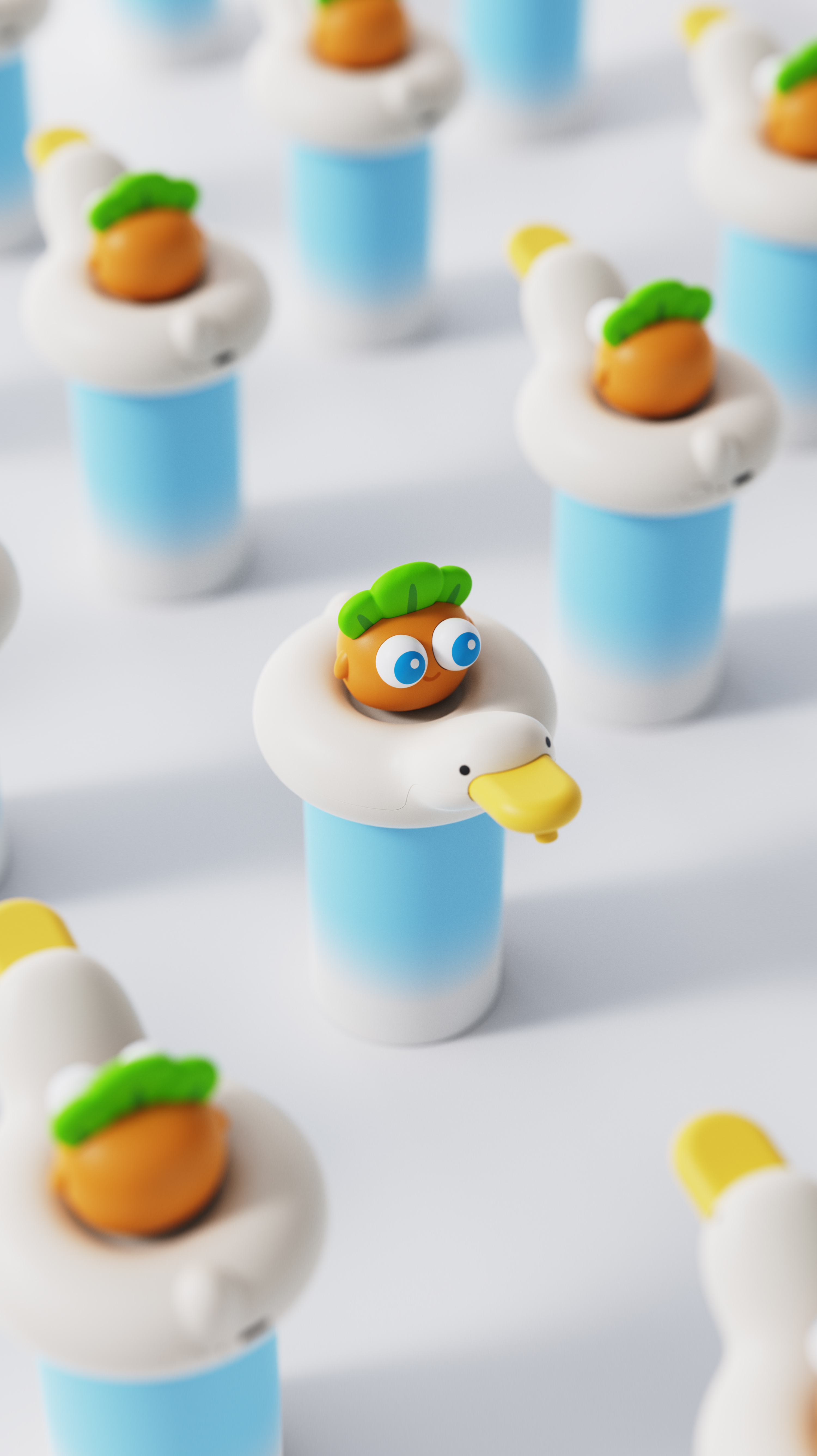 Defend radish，Drink water duck，Water pump，Barreled water，duck，Cartoon，Original design，IP，