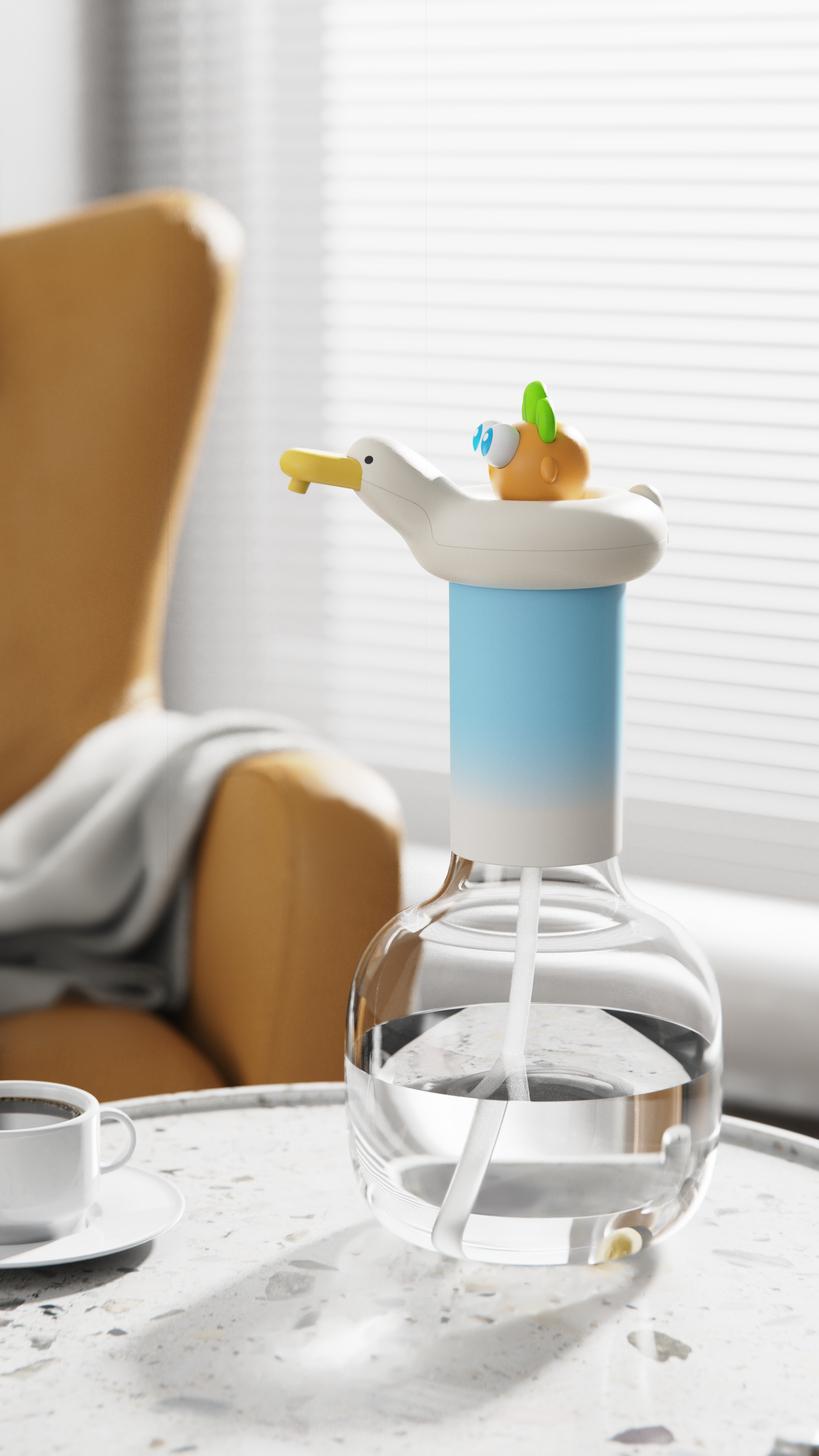 Defend radish，Drink water duck，Water pump，Barreled water，duck，Cartoon，Original design，IP，