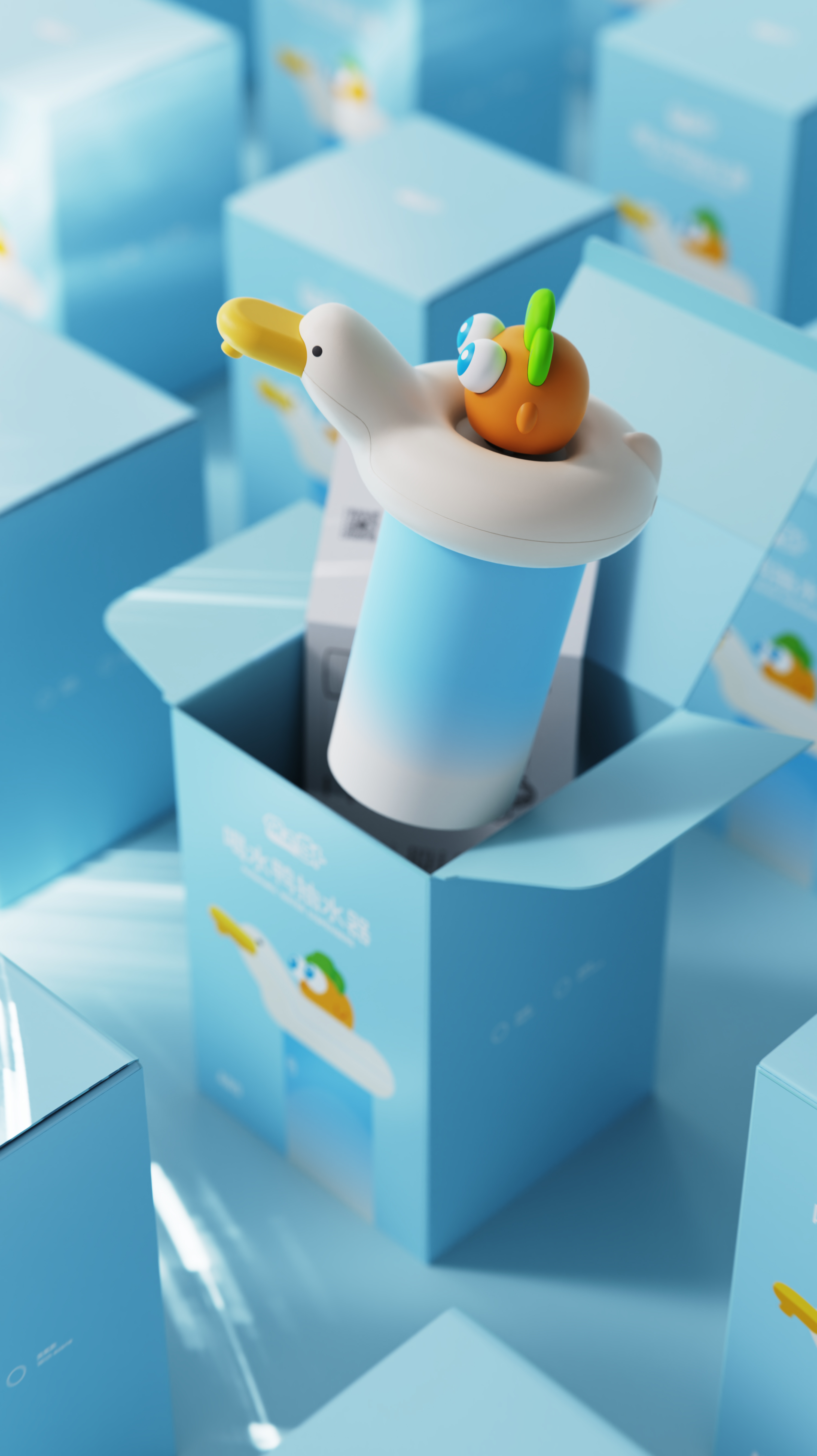 Defend radish，Drink water duck，Water pump，Barreled water，duck，Cartoon，Original design，IP，