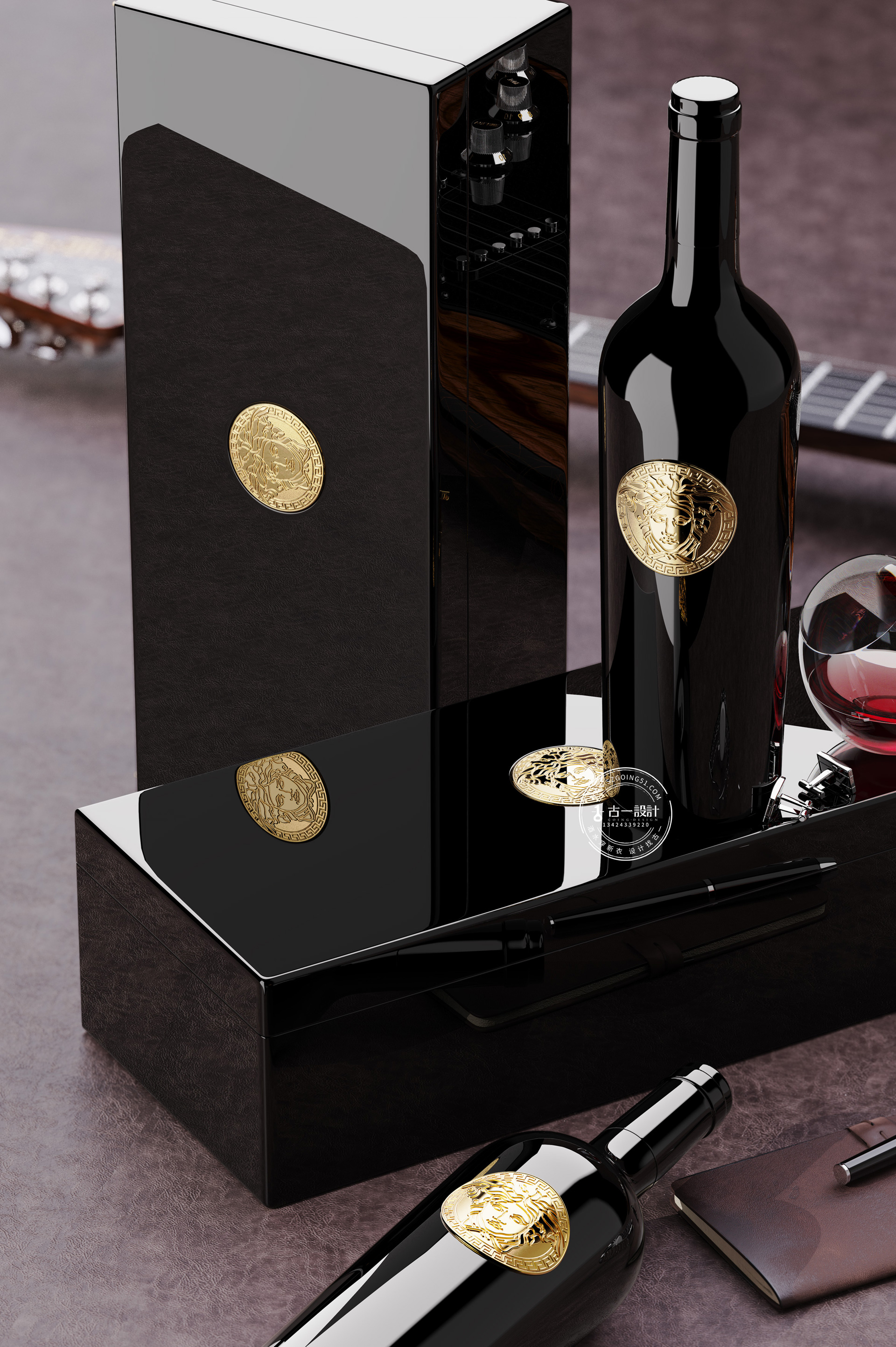Gu Yi design，Red wine gift box design，Versace，Packaging Design of High-grade Gift Boxes，
