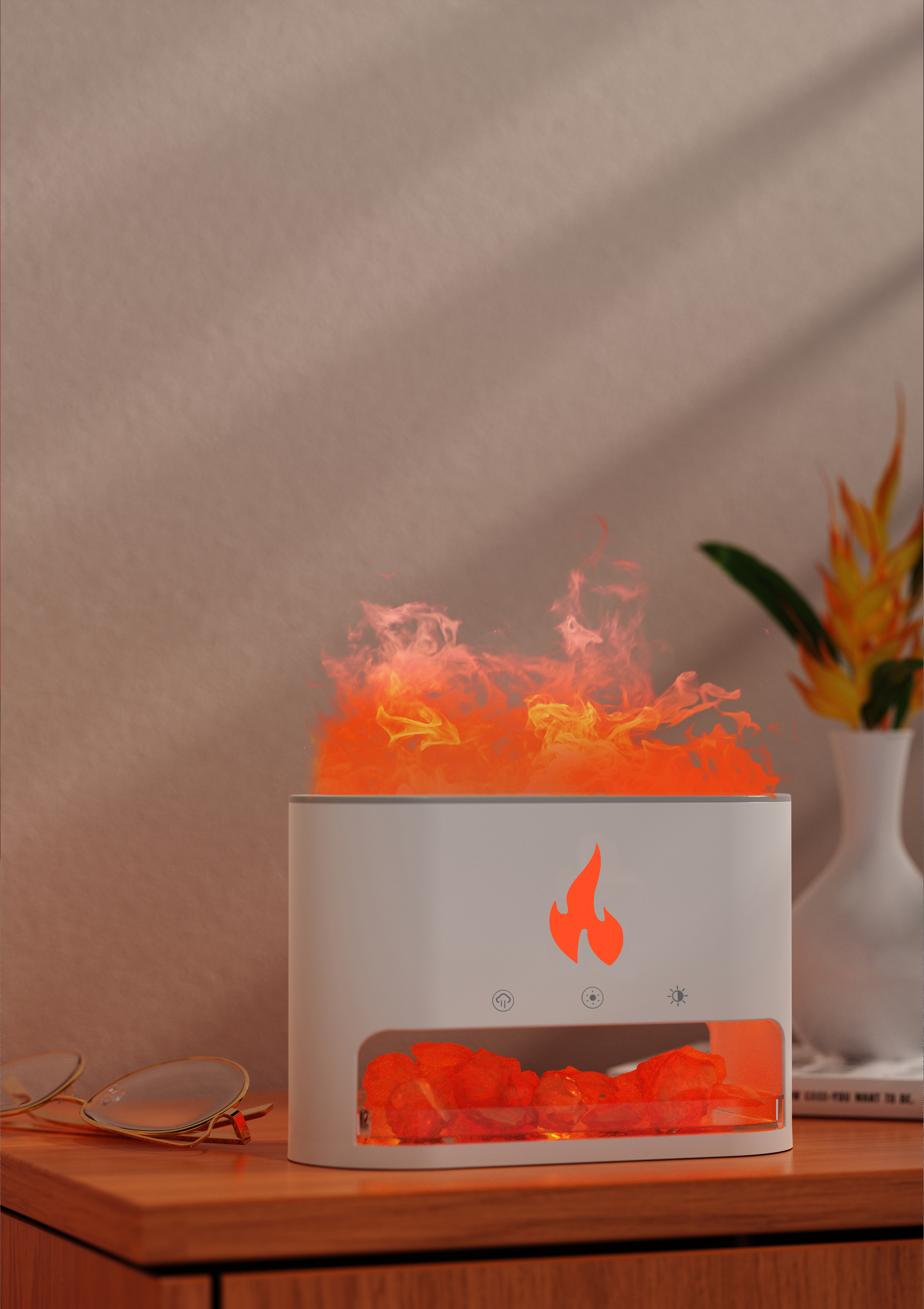 Flame, Aromatherapy Machine, Salt Stone，