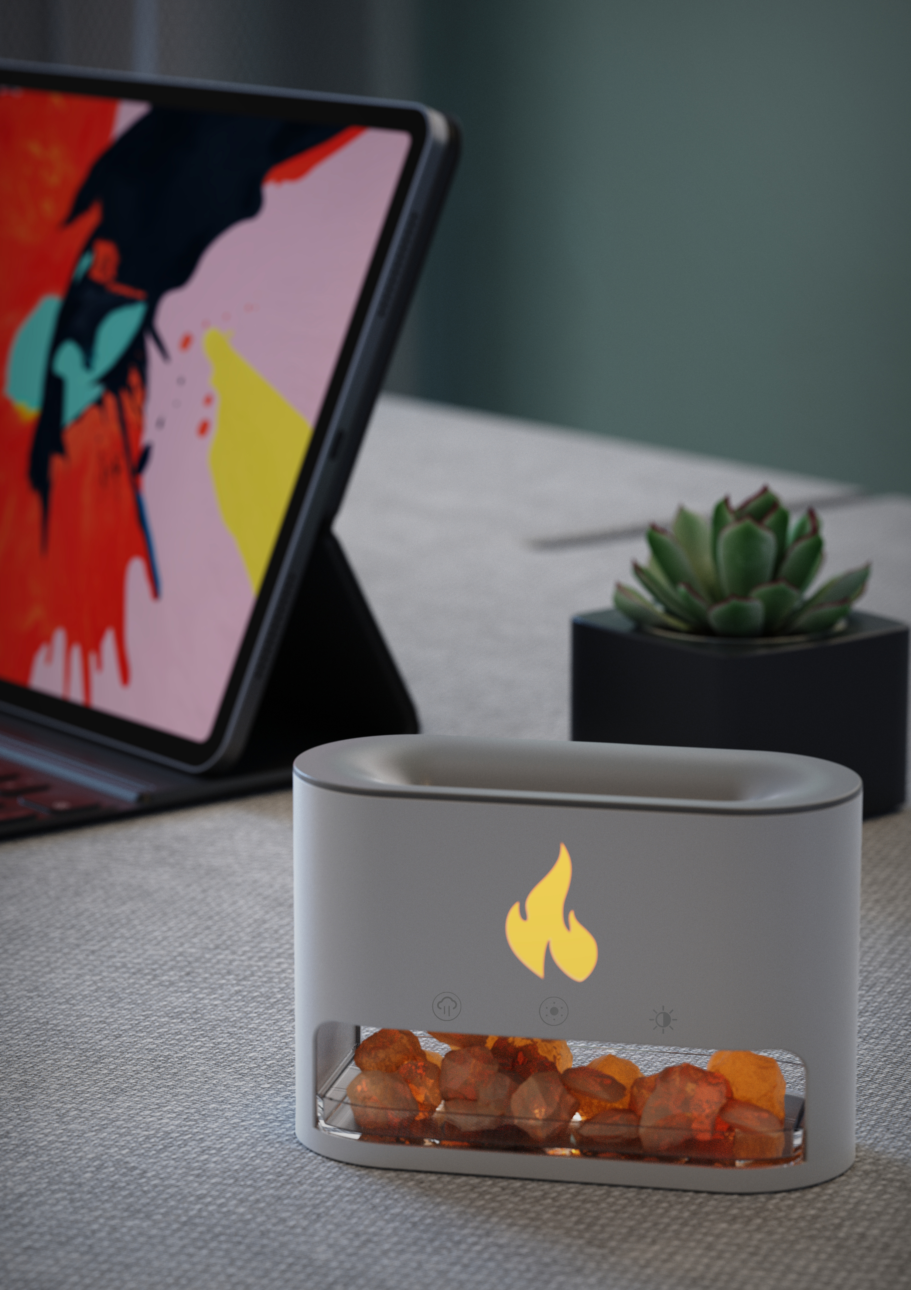 Flame, Aromatherapy Machine, Salt Stone，