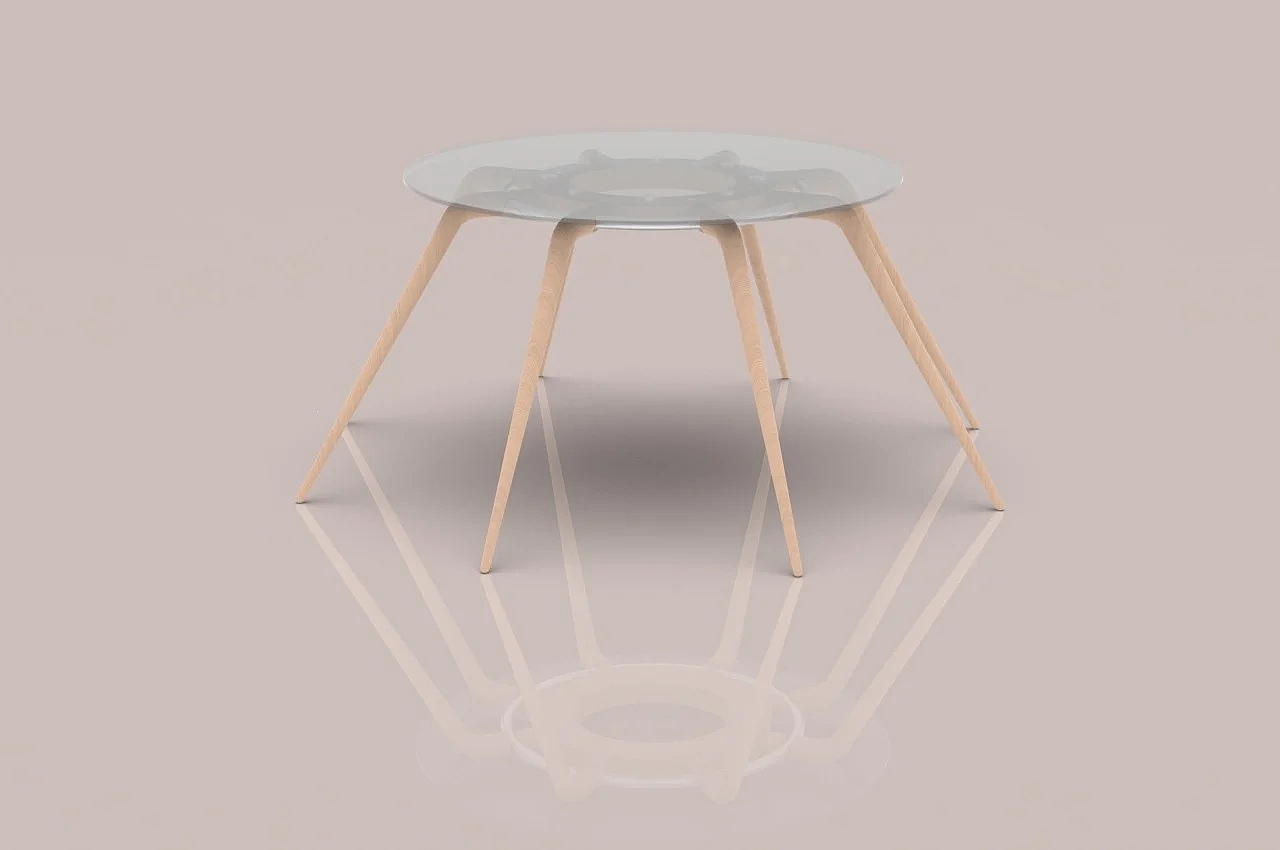 八脚桌，创意，金属，玻璃，