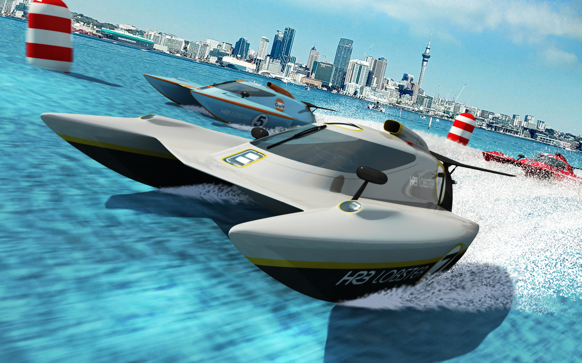Speedboat，compete in speed，Aquatic Sports，Trimaran，