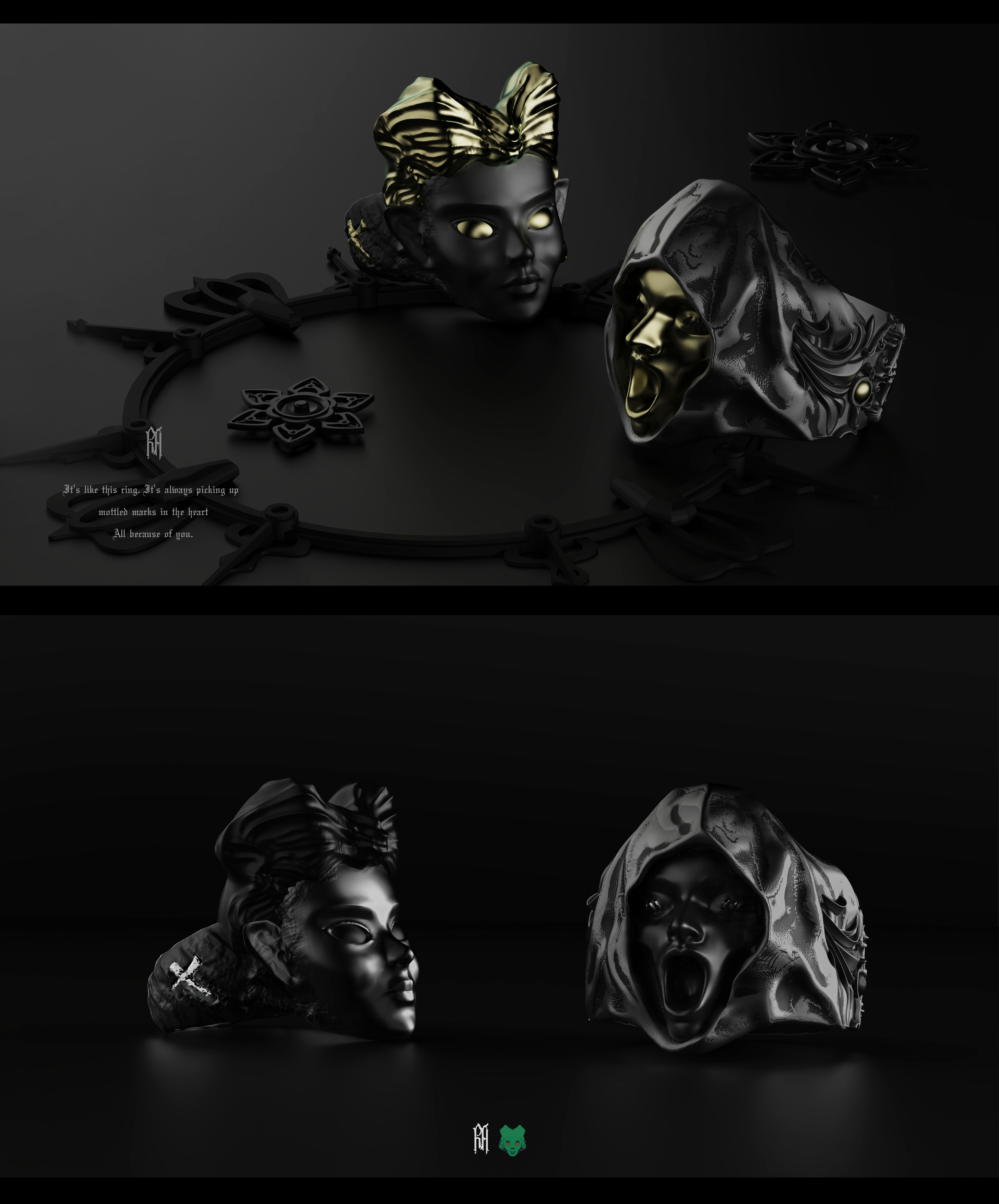 gothic，Ring design，ornaments，Ring，Diablo system，Dark style，