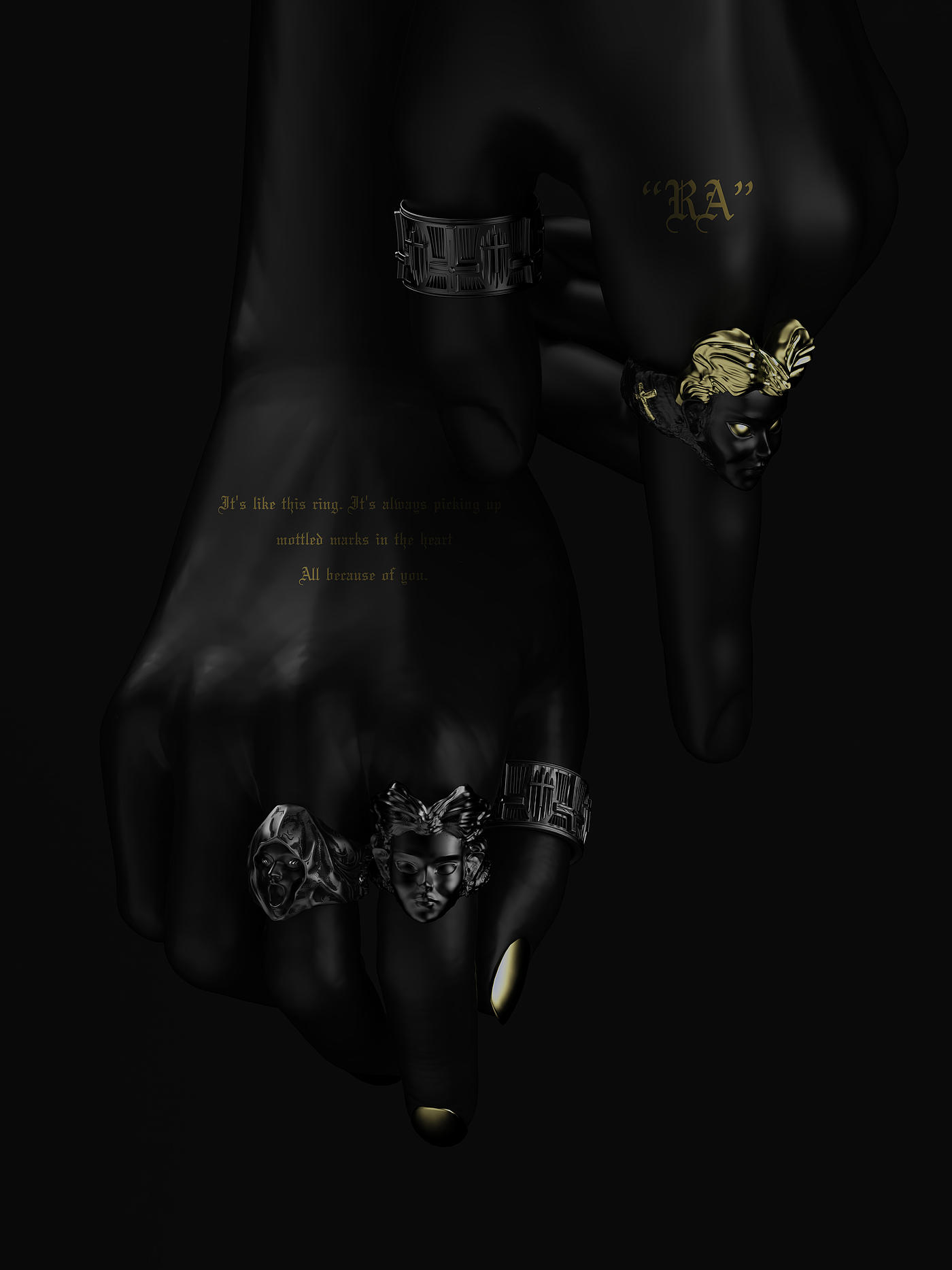 gothic，Ring design，ornaments，Ring，Diablo system，Dark style，
