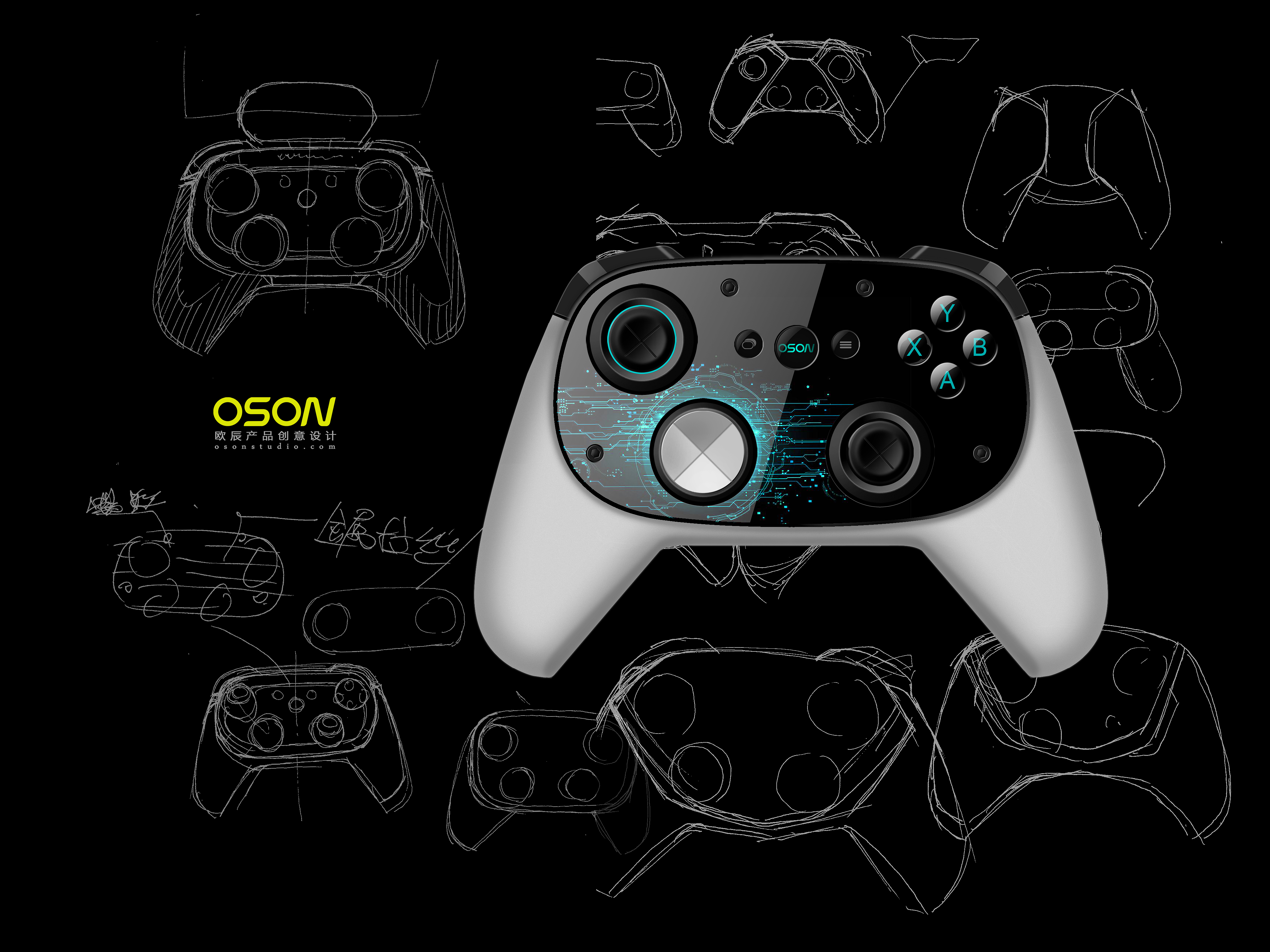 industrial design，product design，Design hand drawn，Ou Chen design，Game handle，Design tutorial，Product design application，Hand drawn tutorial，