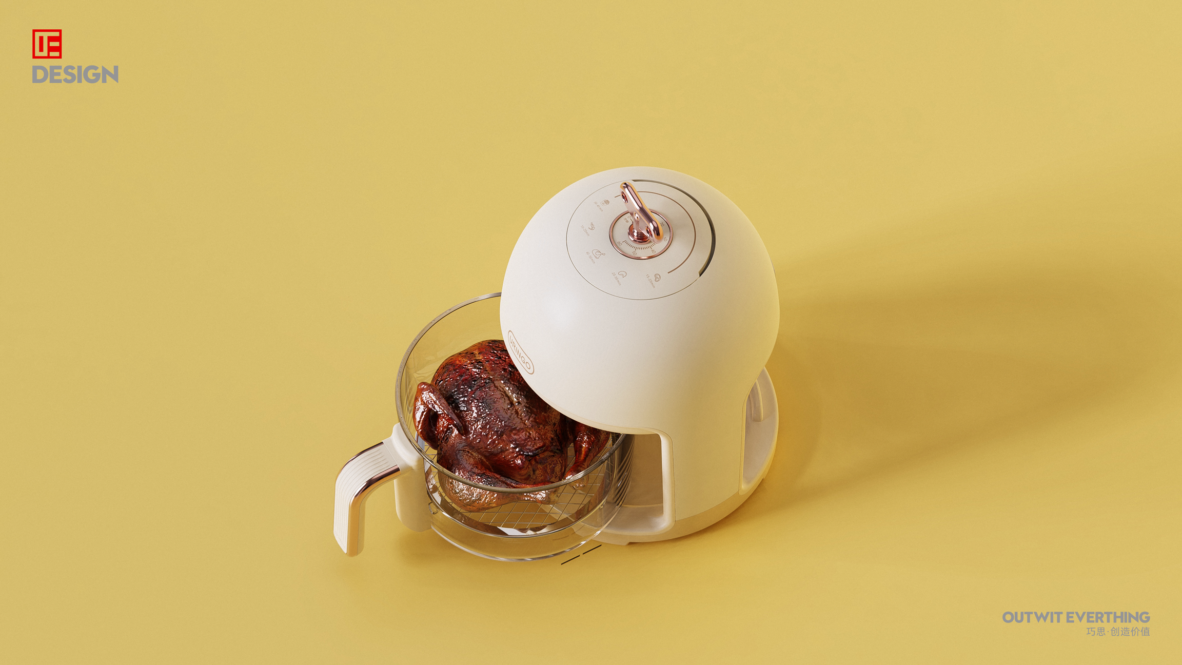 Air fryer，Household appliances，Macro wing design，product design，Exquisite，Vintage air fryer，Fryer，