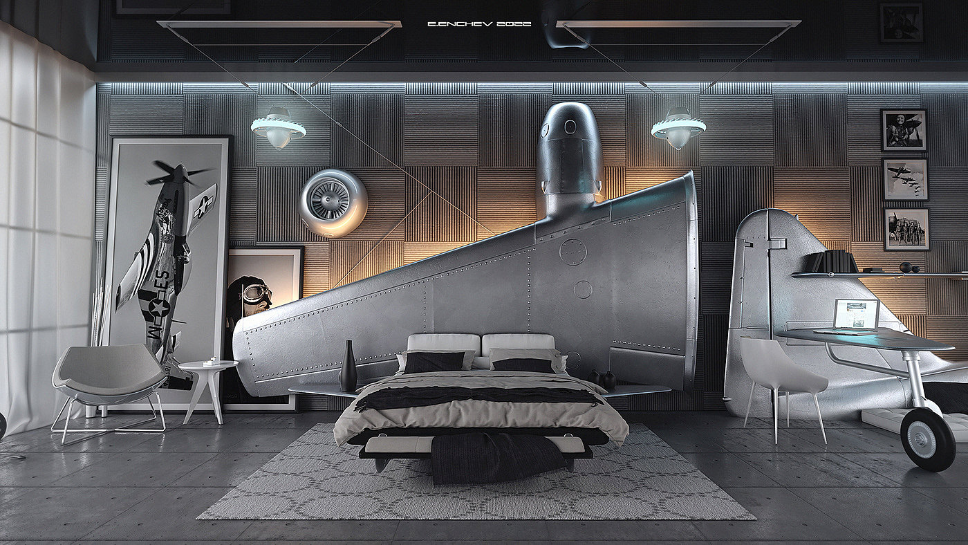 飞行员卧室，室内，The aviator bedroom，