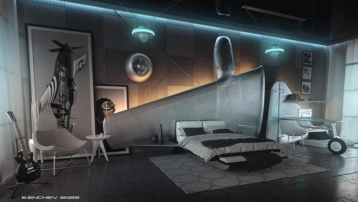 Pilot bedroom，indoor，The aviator bedroom，