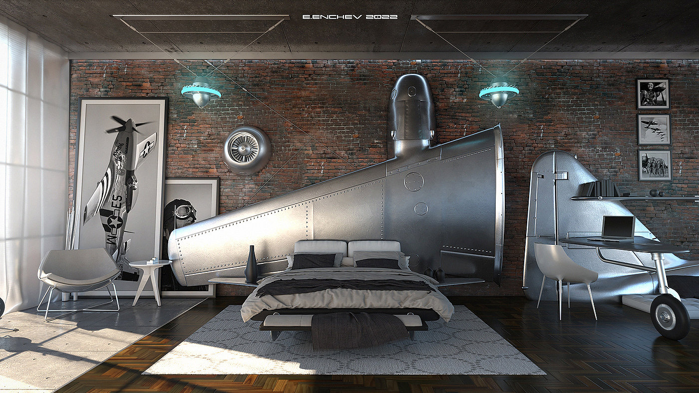 Pilot bedroom，indoor，The aviator bedroom，