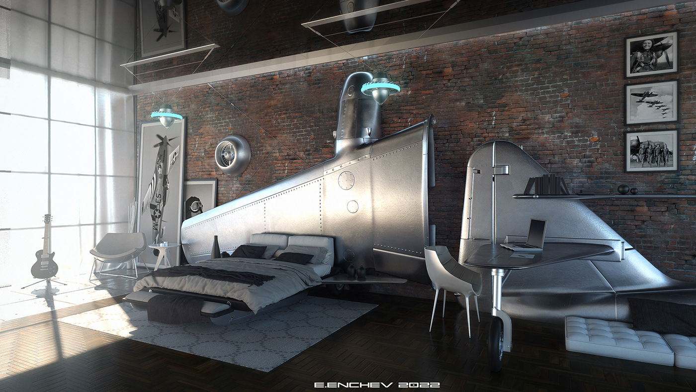 Pilot bedroom，indoor，The aviator bedroom，
