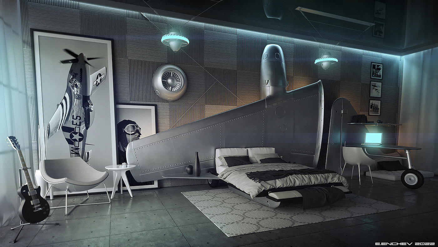 Pilot bedroom，indoor，The aviator bedroom，