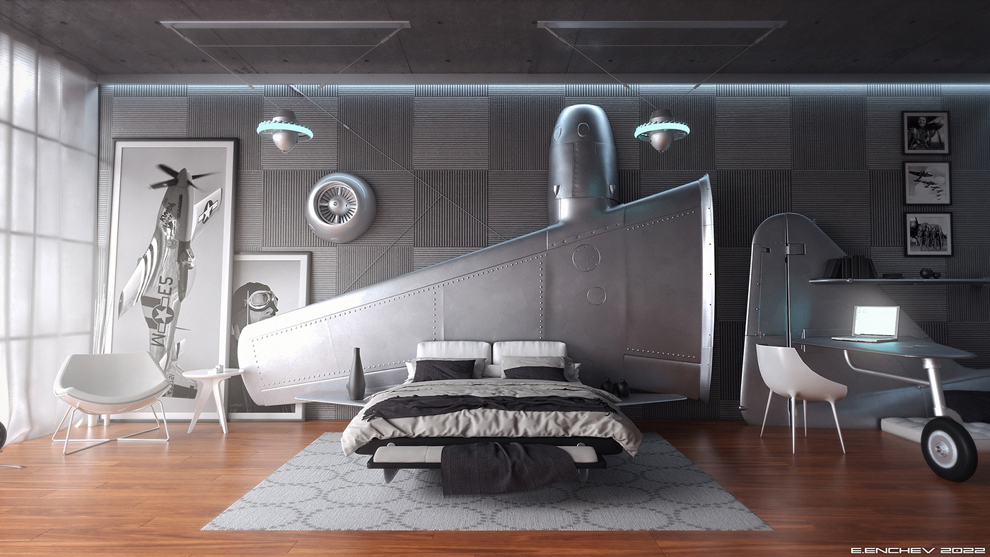 Pilot bedroom，indoor，The aviator bedroom，