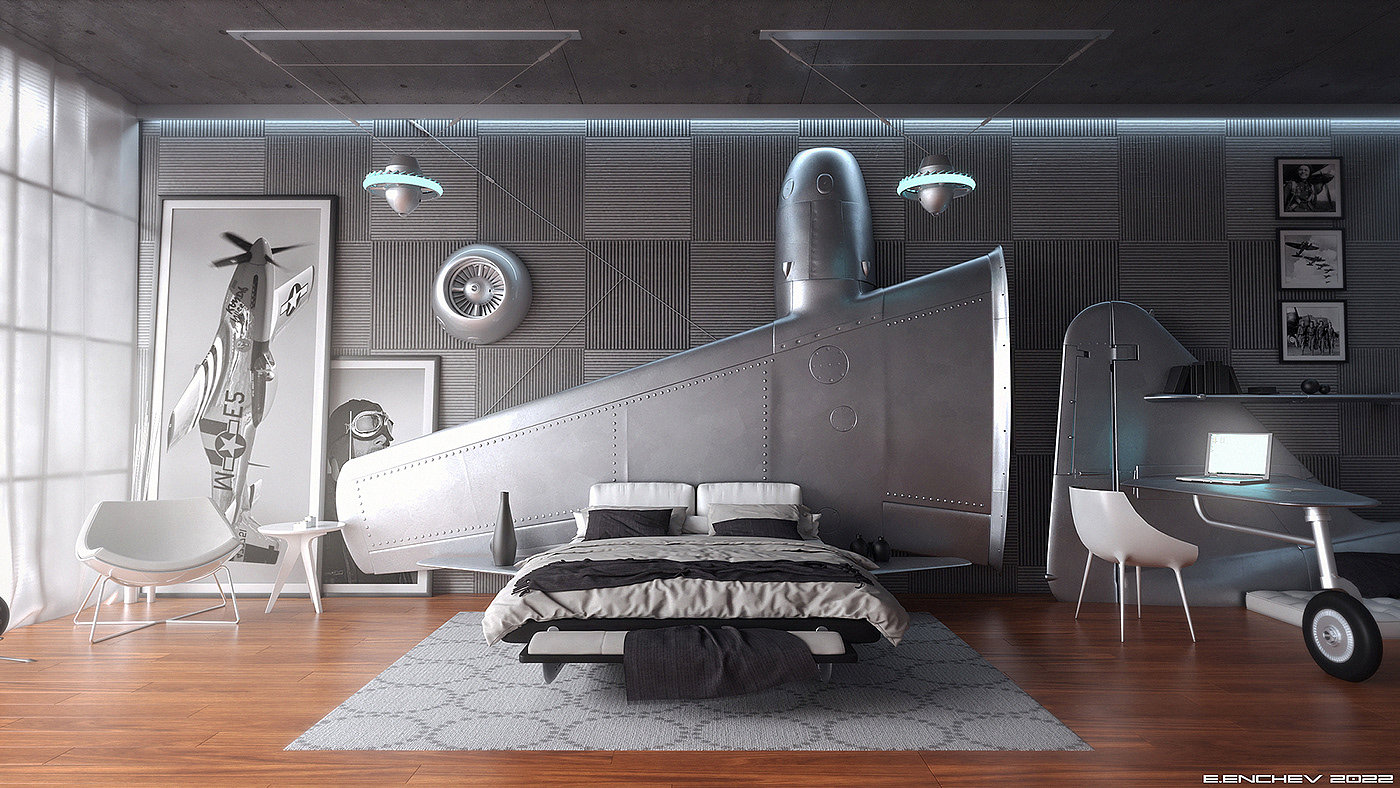 Pilot bedroom，indoor，The aviator bedroom，