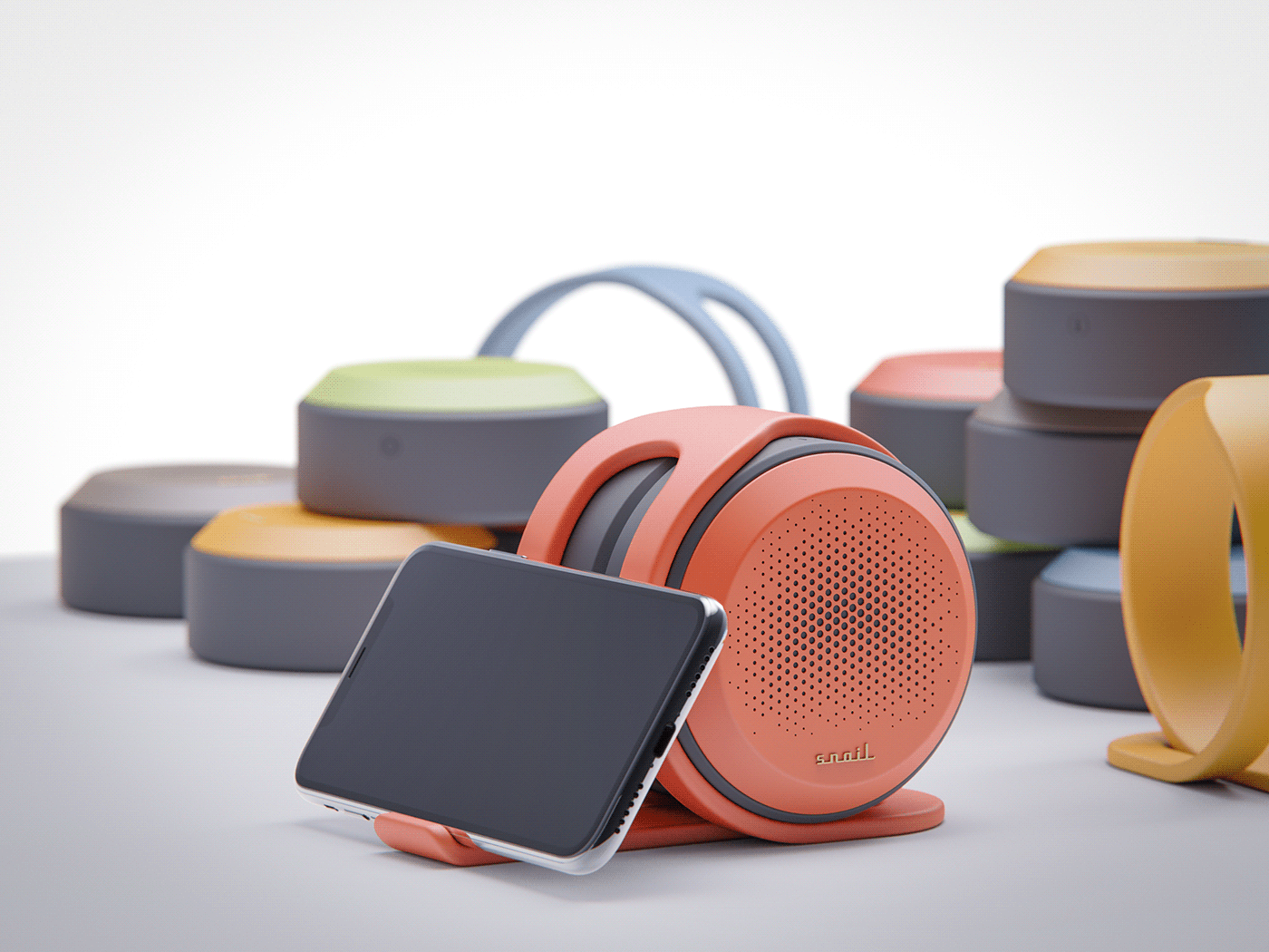 Mobile phone bracket，Bluetooth speaker，product design，exquisite，Appearance design，Snail，