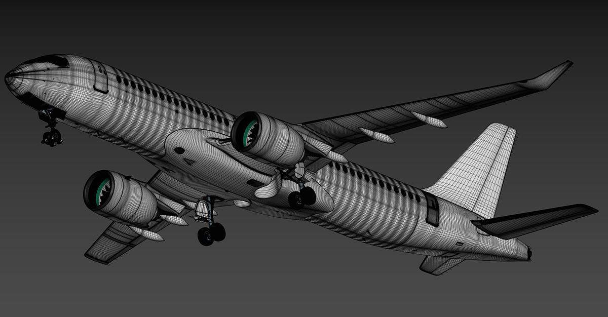 3D model，Aircraft，Appearance design，Airbus A220-300，