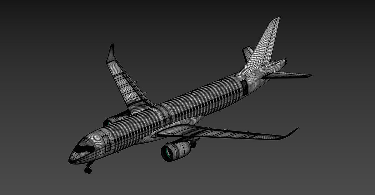 3D model，Aircraft，Appearance design，Airbus A220-300，