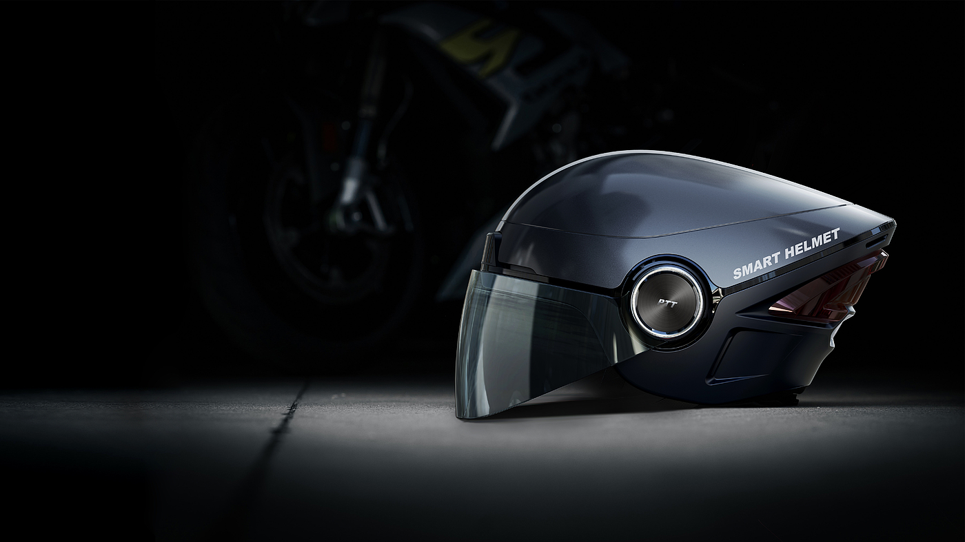 Intelligent riding helmet-humpback whale industrial design，