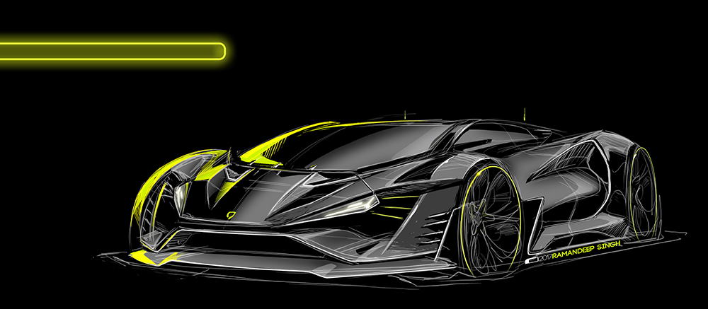 Sketch Wall，automobile，industrial design，Hand drawn，