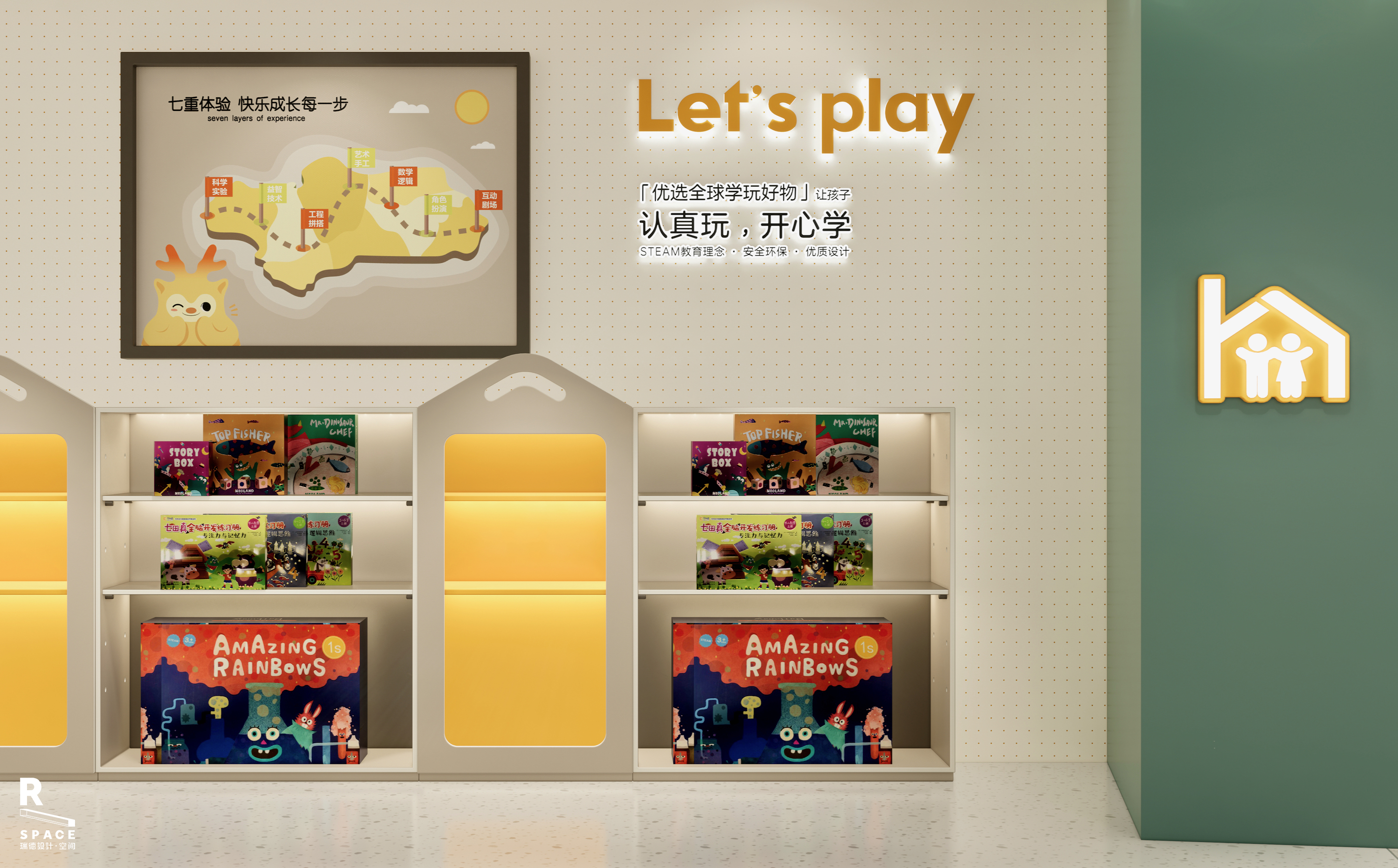 space design ，Learning space，Interior design，children，Parenting，Red design，2 square meters，