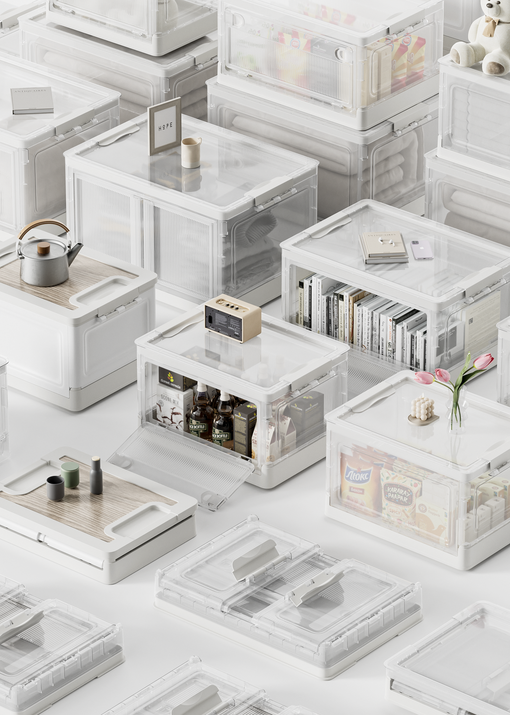 Folding storage box，Storage box，industrial design，product design，Qingmei Institute，QIQIMI Kiss US，