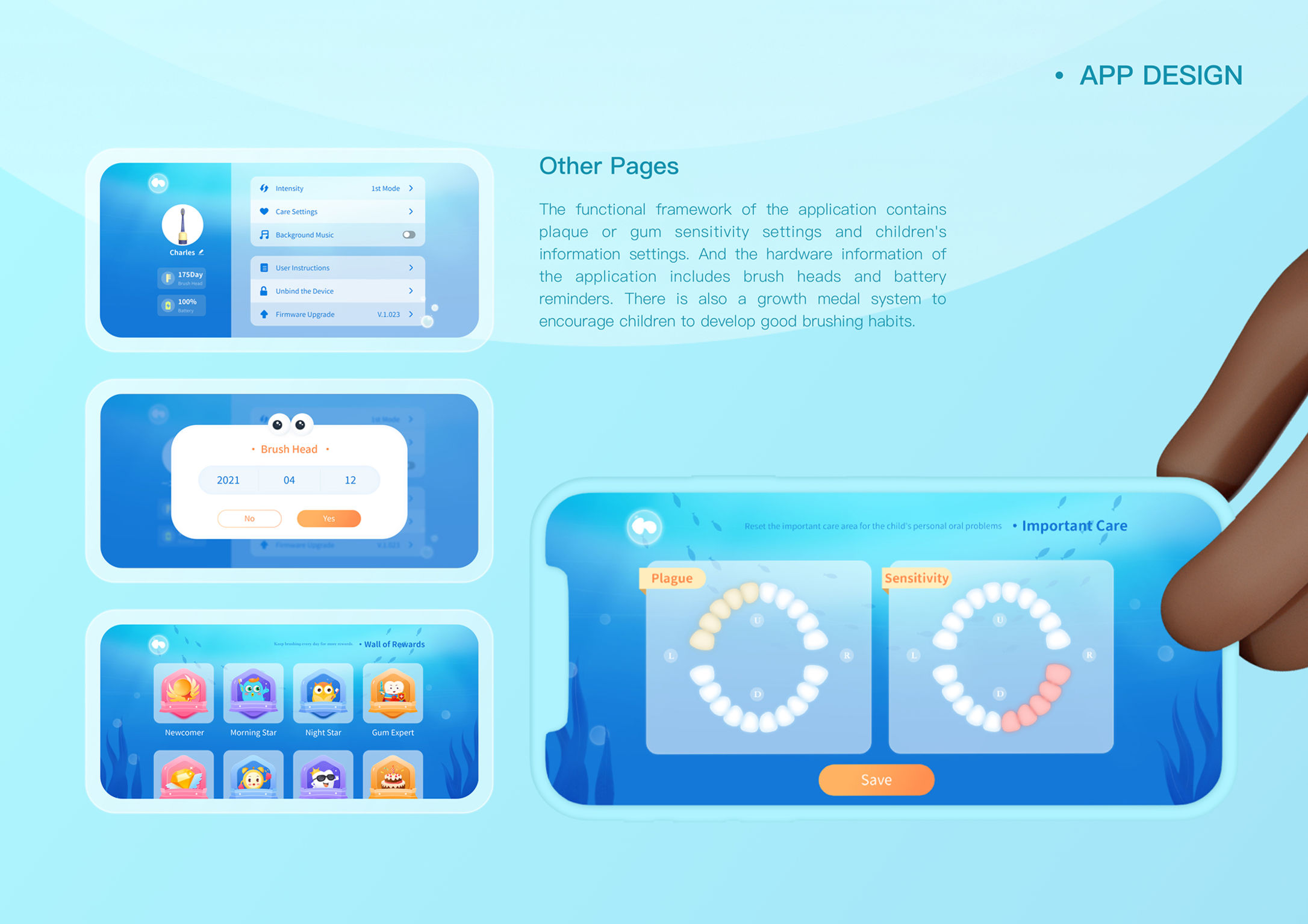User interface (UI)，Digital media interface，Application of Oral Care for Children，