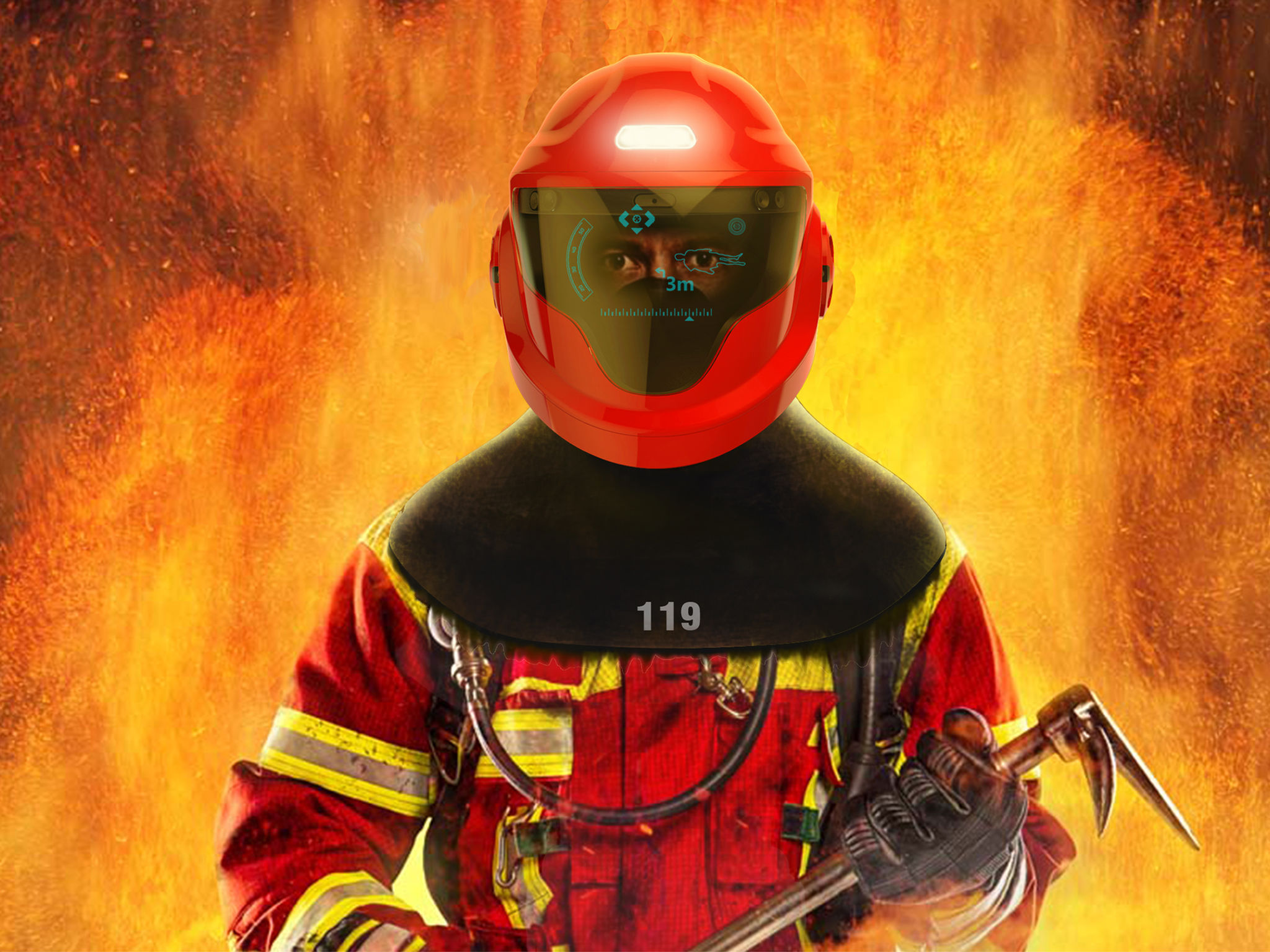 Professional concept，Product concept，UAV fire helmet，