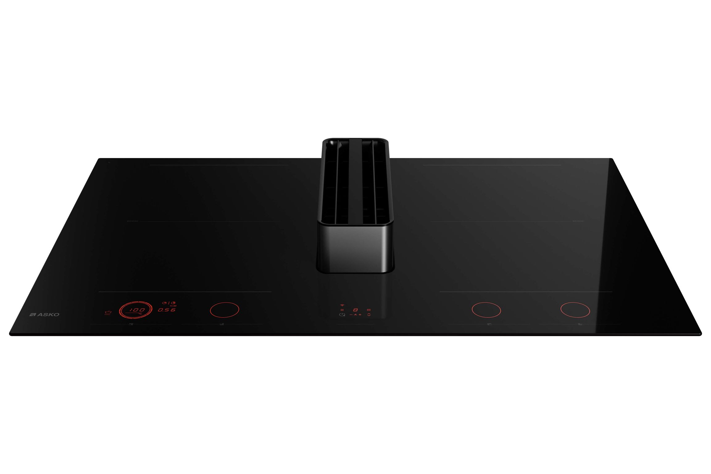 product design，kitchen，Induction cooker with integrated down suction oil extractor，