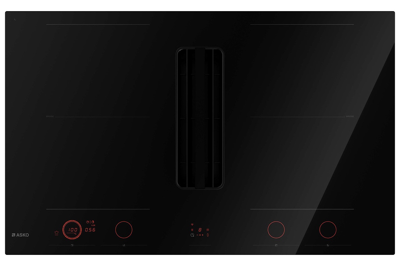 product design，kitchen，Induction cooker with integrated down suction oil extractor，