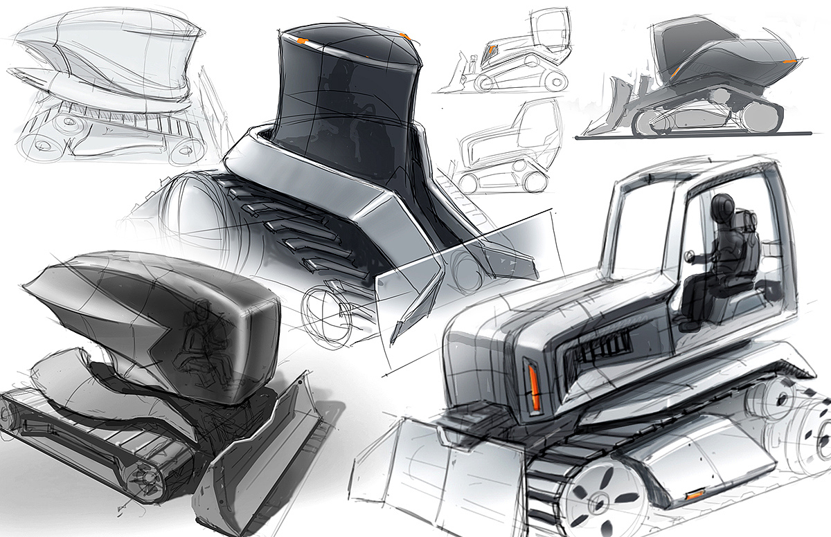 Tool design，heavy machinery，equipment，conceptual design，sketch，Hand drawn，