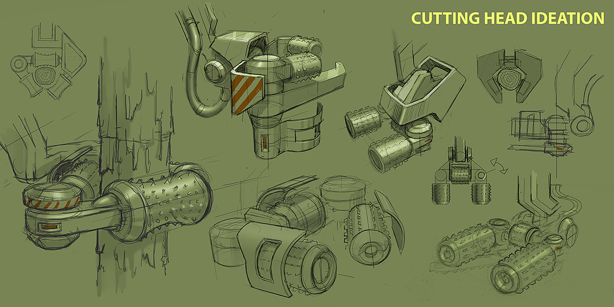 Tool design，heavy machinery，equipment，conceptual design，sketch，Hand drawn，